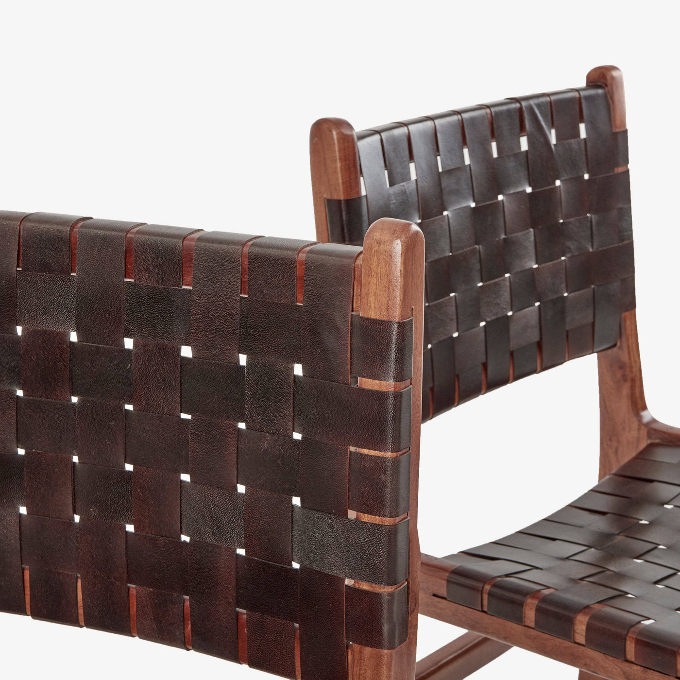 Pomero Woven Leather Dining Chair, Brown Dining Chairs & Benches sazy.com