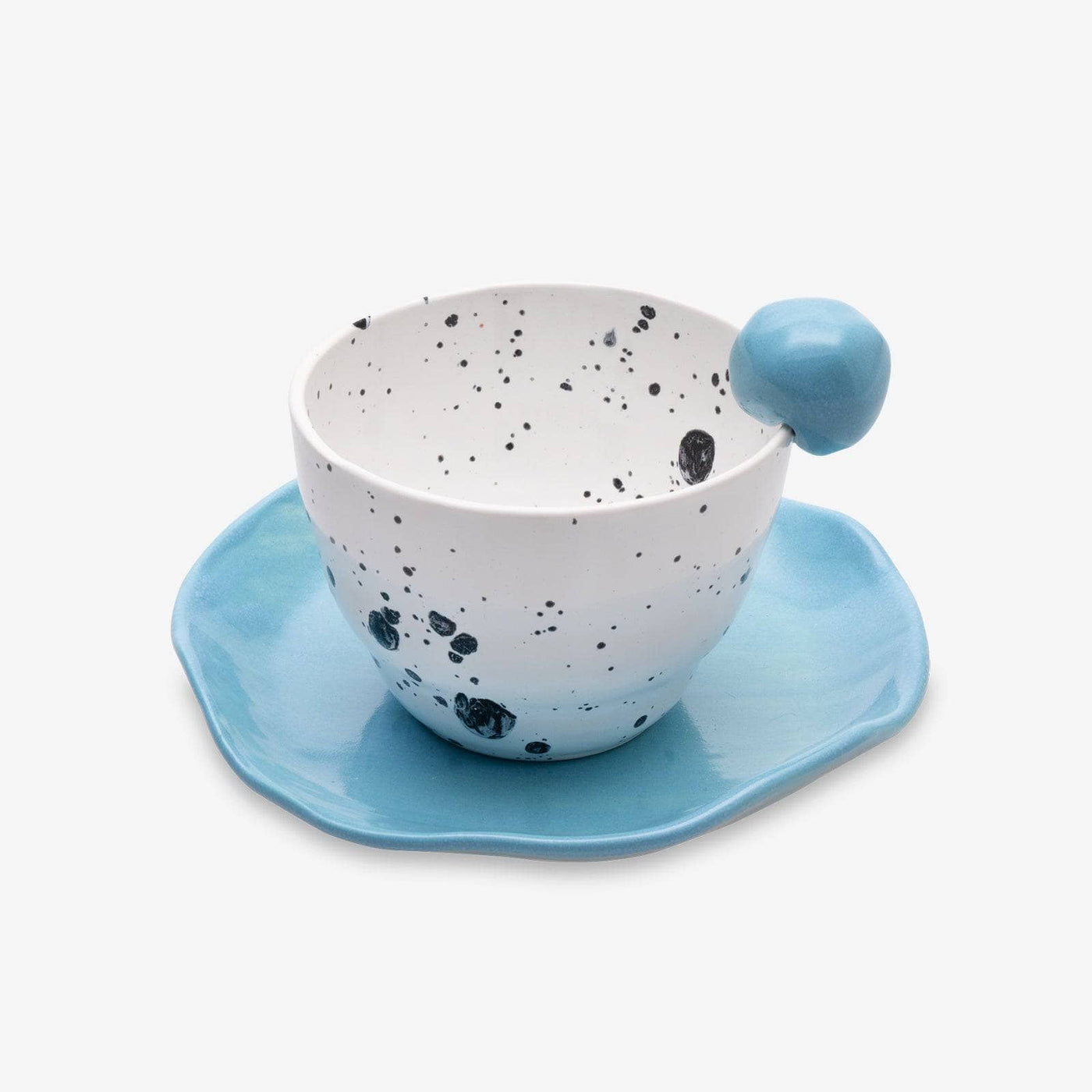 Handmade Polka Cup and Mug, Blue, 210 ml - 2