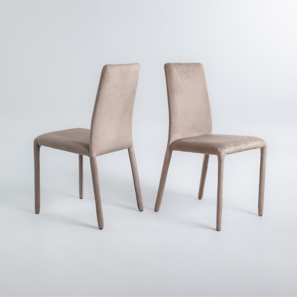 Cooper Dining Chairs - Set of 2, Warm Beige Velour