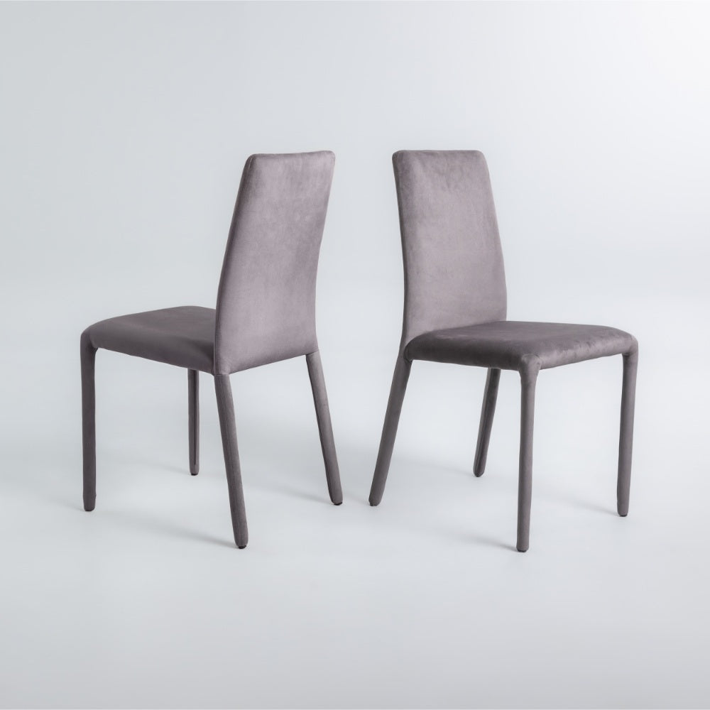 Cooper Dining Chairs - Set of 2, Steel Grey Velour