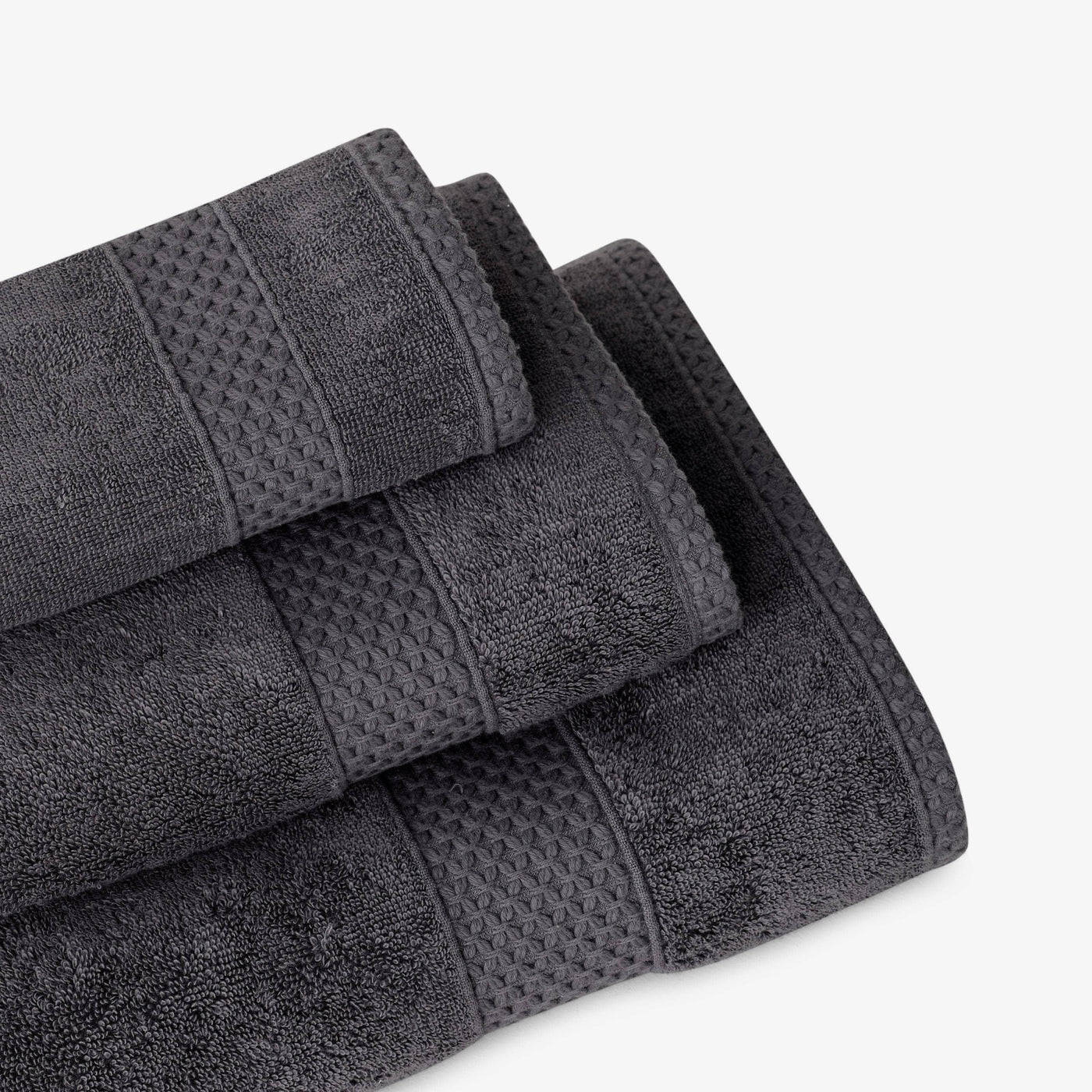 Aqua Fibro Set of 2 Extra Soft 100% Turkish Cotton Hand Towel, Anthracite Grey, 50x90 cm 4