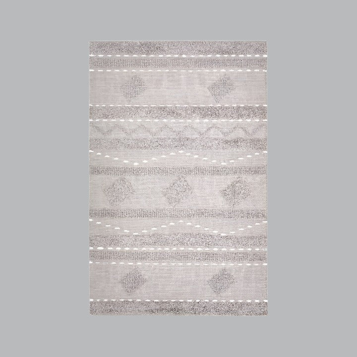Tobias Handwoven Geometric Striped Tufted Rug, Grey,120x180 cm Modern Rugs sazy.com