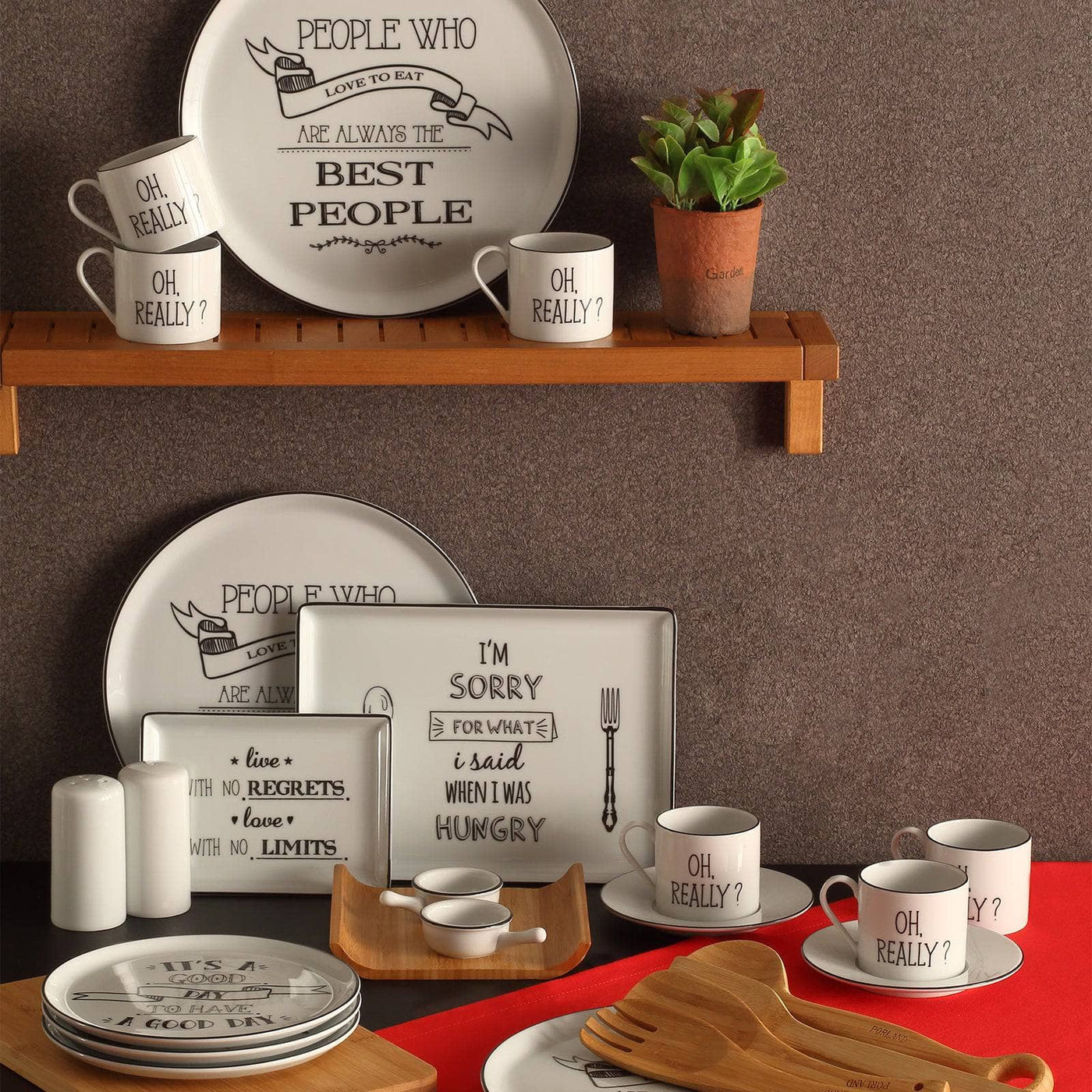 Be Happy Set of 6 Coffee Cups And Saucers, Black - White, 180 ml 5