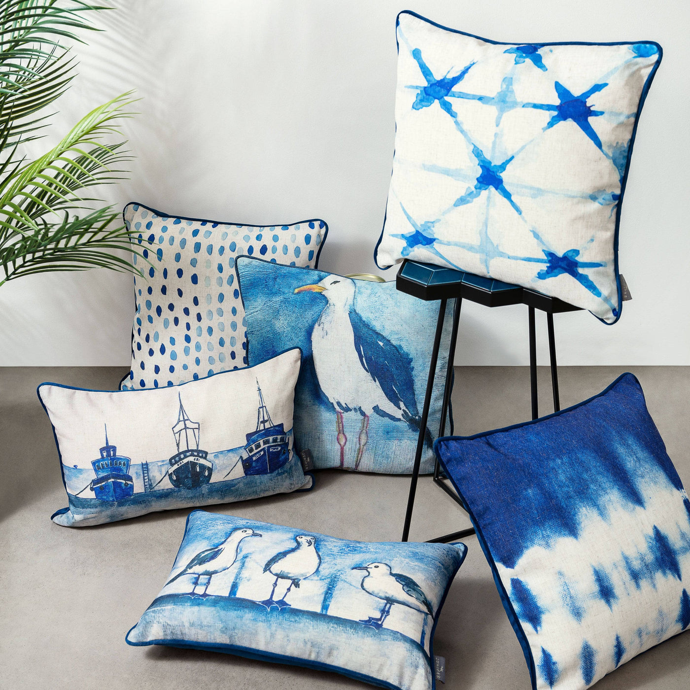 Lacy Tie Dye Cushion, Blue, 45x45 cm Cushions sazy.com