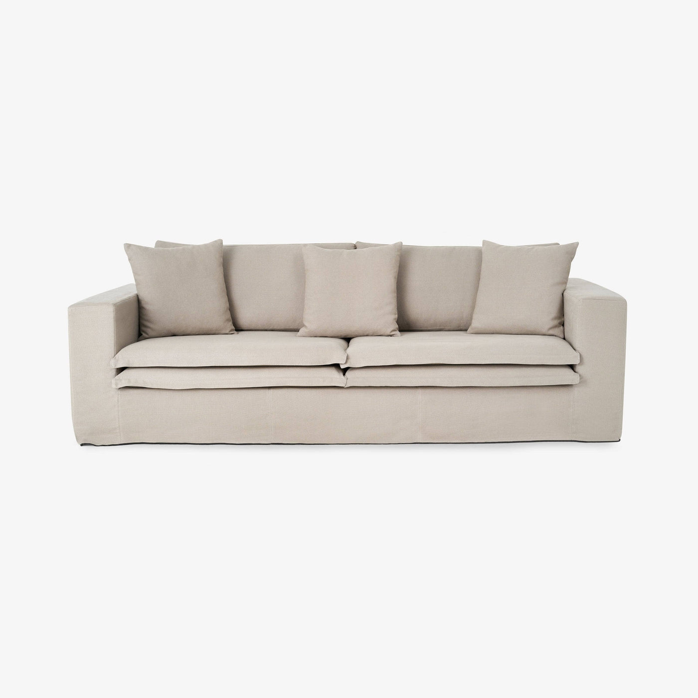 3 Seater Linen Sofa, Dark Mink 1