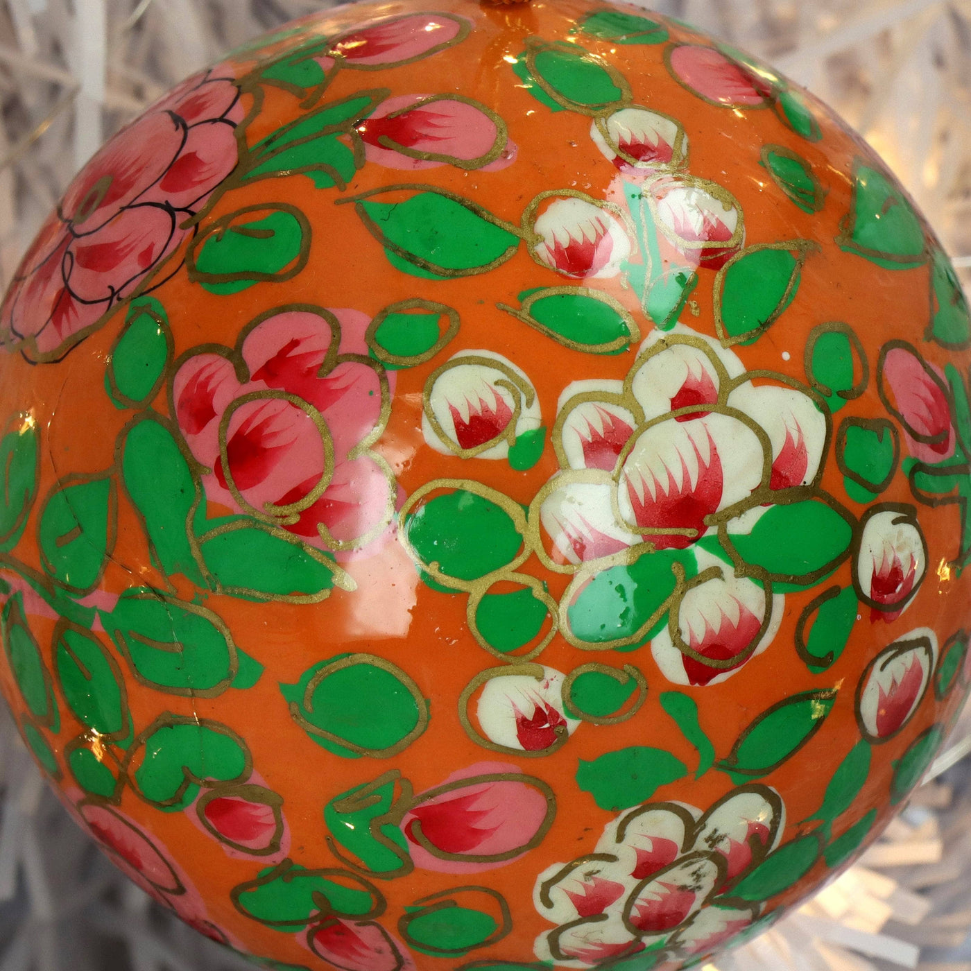 Paper Mache Ornament Ball, Set of 2, Yellow 3