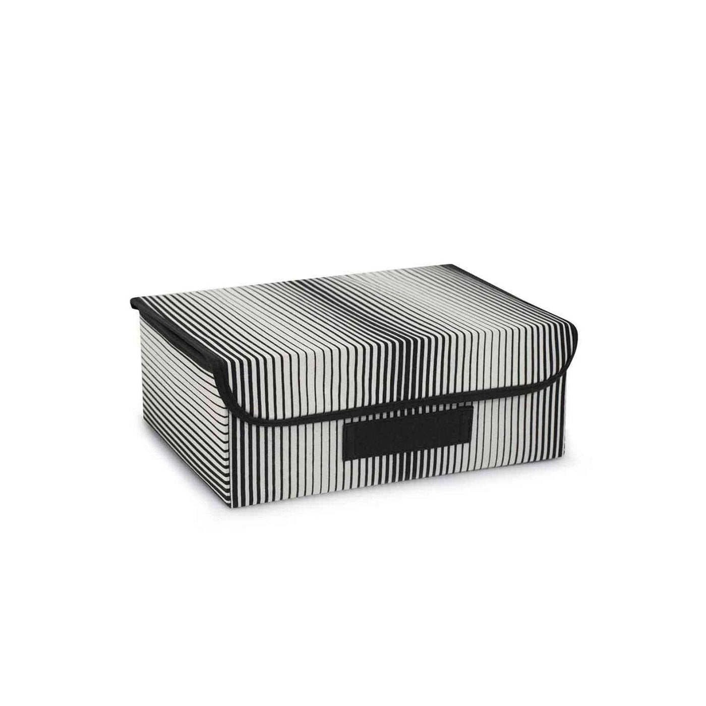 Regents Stripey Lidded Medium Box, Black - White 1