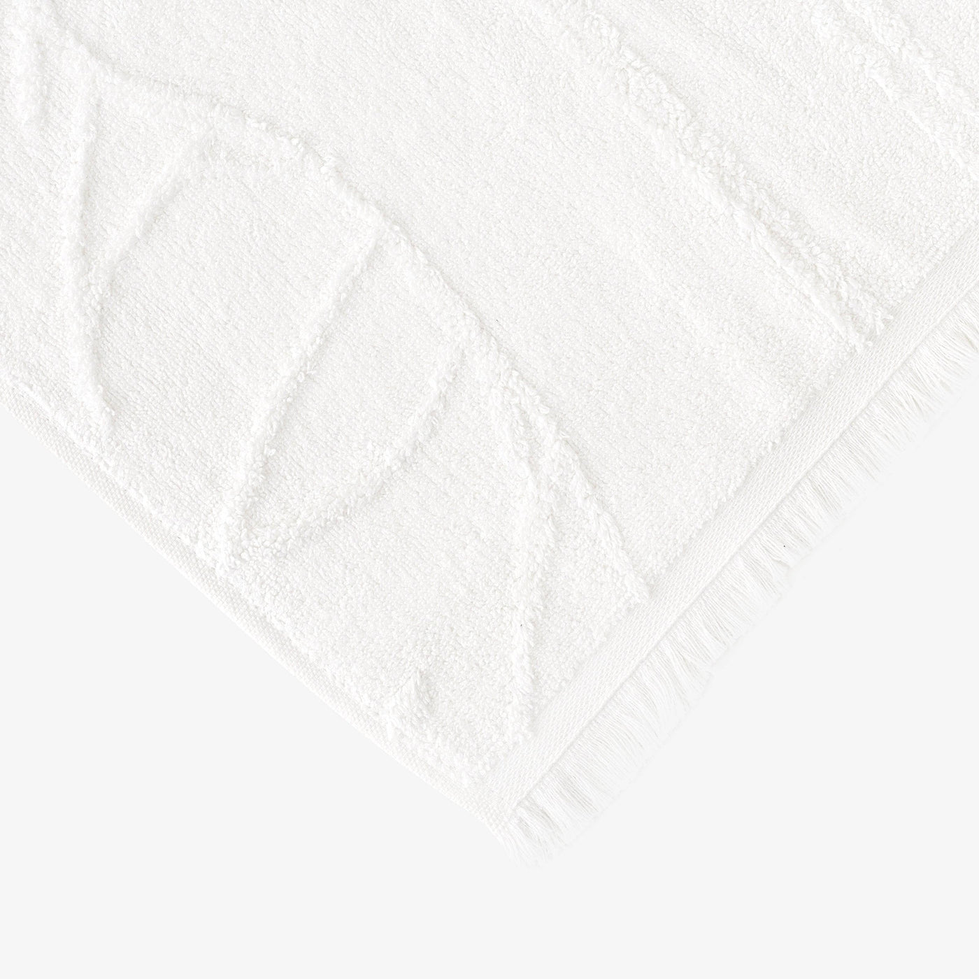 Barbara Jacquard Fringed 100% Turkish Cotton Bath Towel, Off-White Bath Towels sazy.com