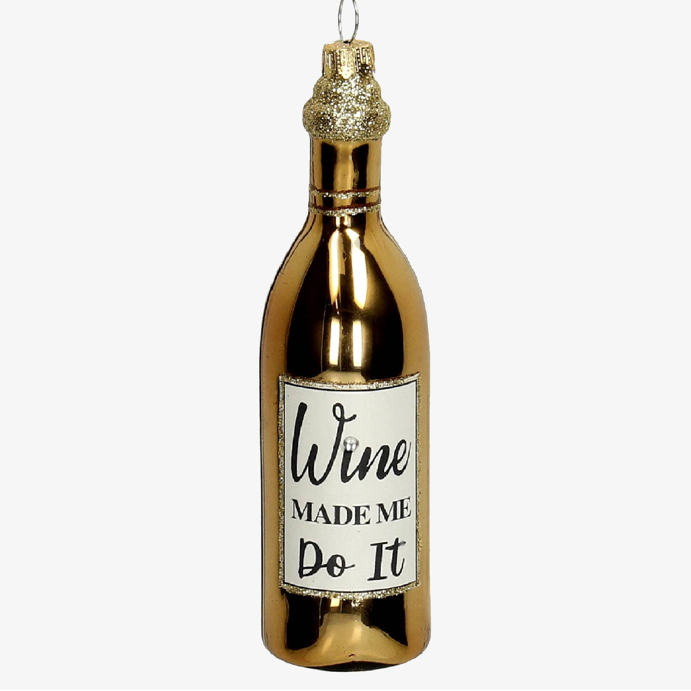 Wine Bottle Ornament, Set of 2, Gold 4