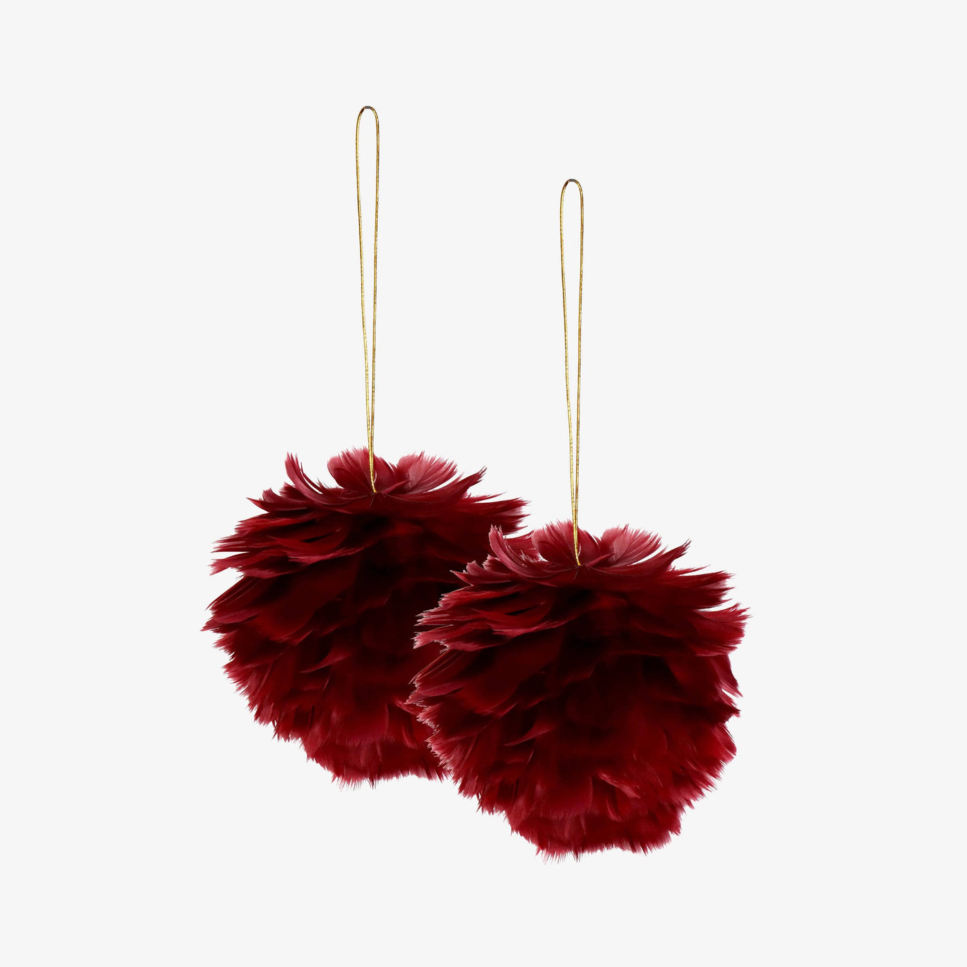 Feather Ornament Ball, Set of 2, Red 1