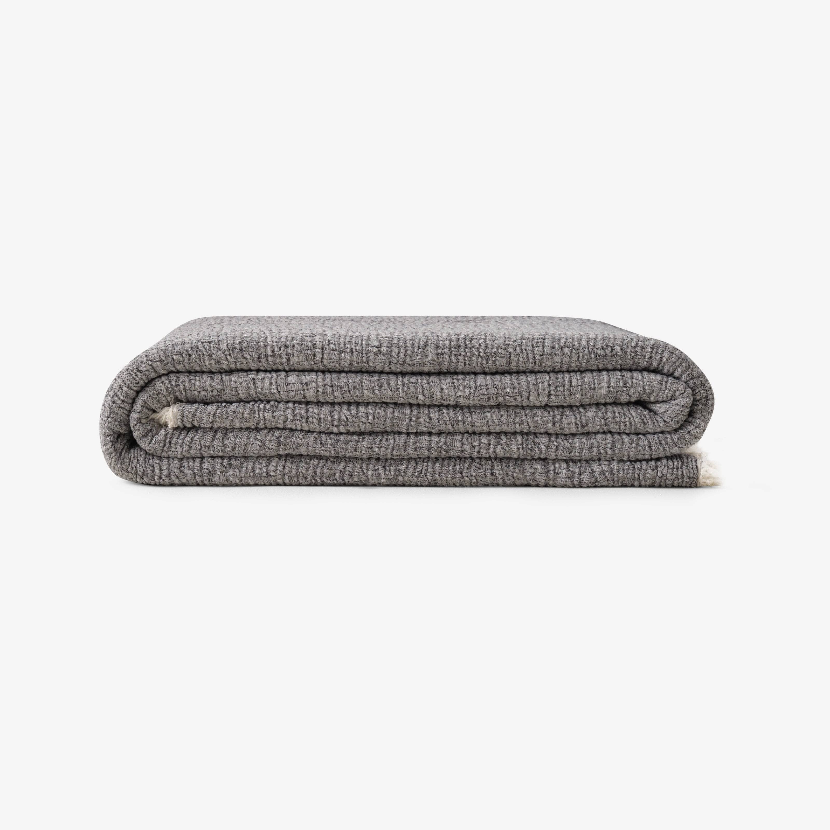 Birch Textured 100% Turkish Cotton Bedspread, Grey, 250x260 cm Blankets & Bedspreads sazy.com