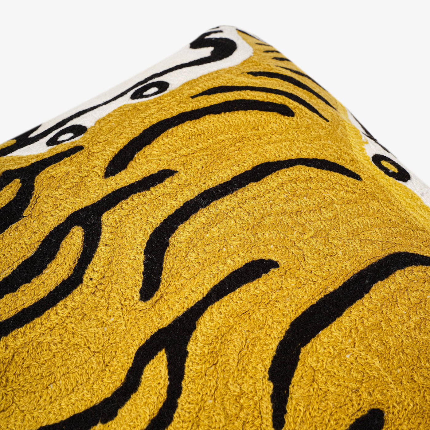 Shere Tiger Cushion Cover, White - Mustard, 60x60 cm 6