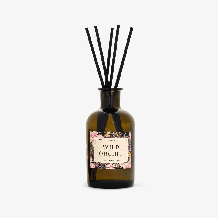 Wild Orchid Candle - Diffuser Set, Amber Diffusers sazy.com