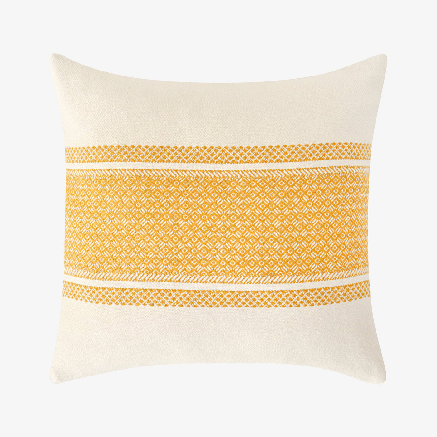 Mediterranean Border Striped Soft Cushion Cover, Mustard, 43x43 cm 1