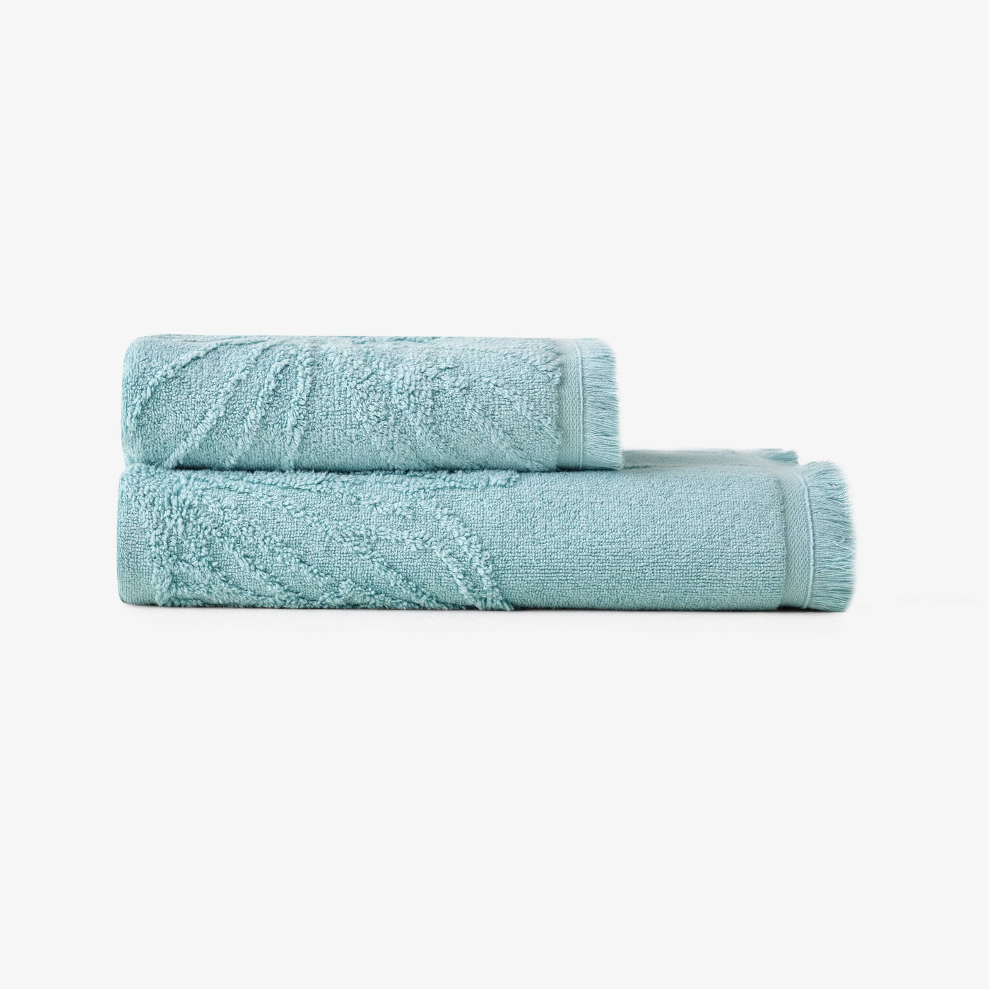 Barbara Jacquard Fringed 100% Turkish Cotton Bath Towel, Light Blue Bath Towels sazy.com