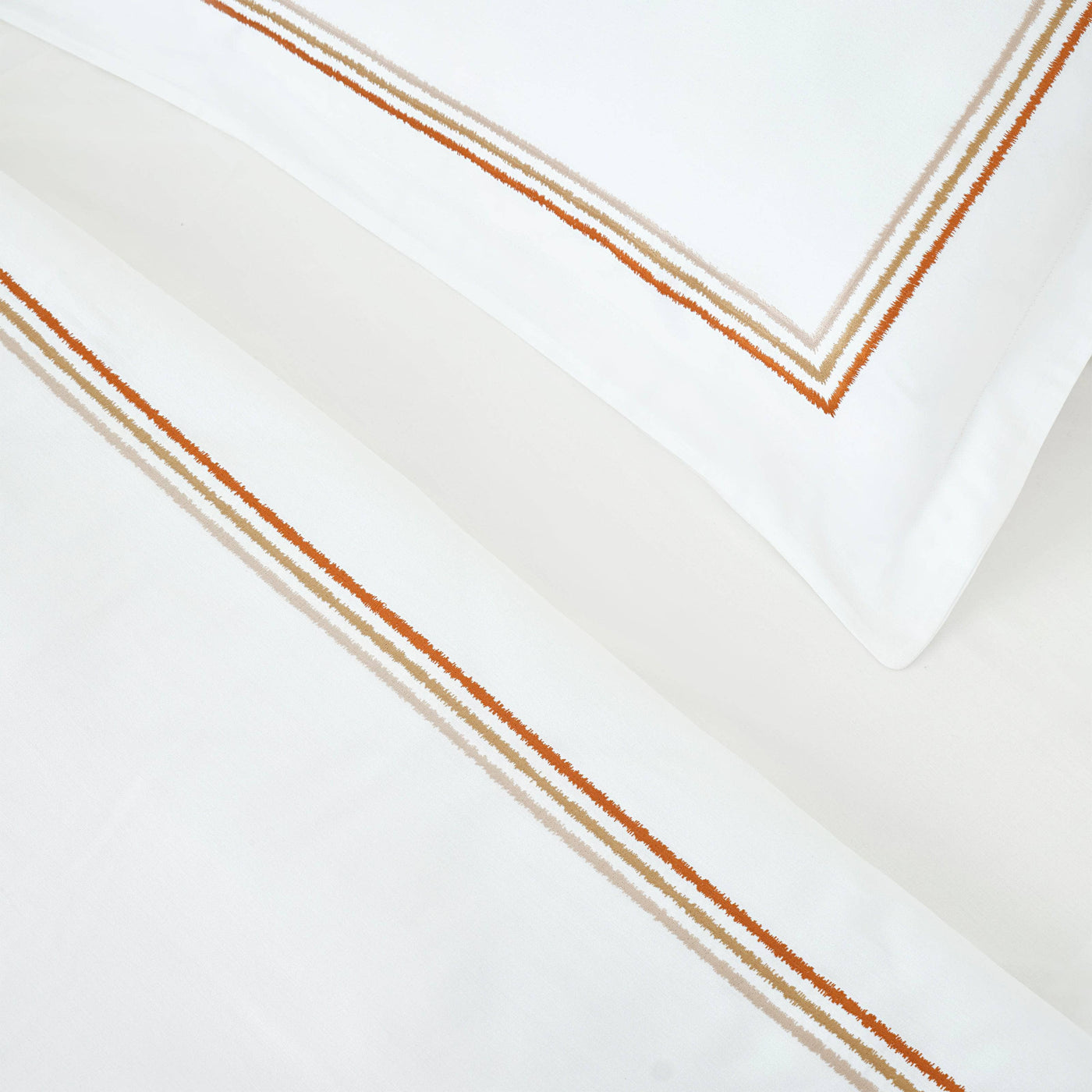 Darcy Embroidered 100% Turkish Cotton 210 TC Duvet Cover Set, White - Mustard, Super King Size Bedding Sets sazy.com