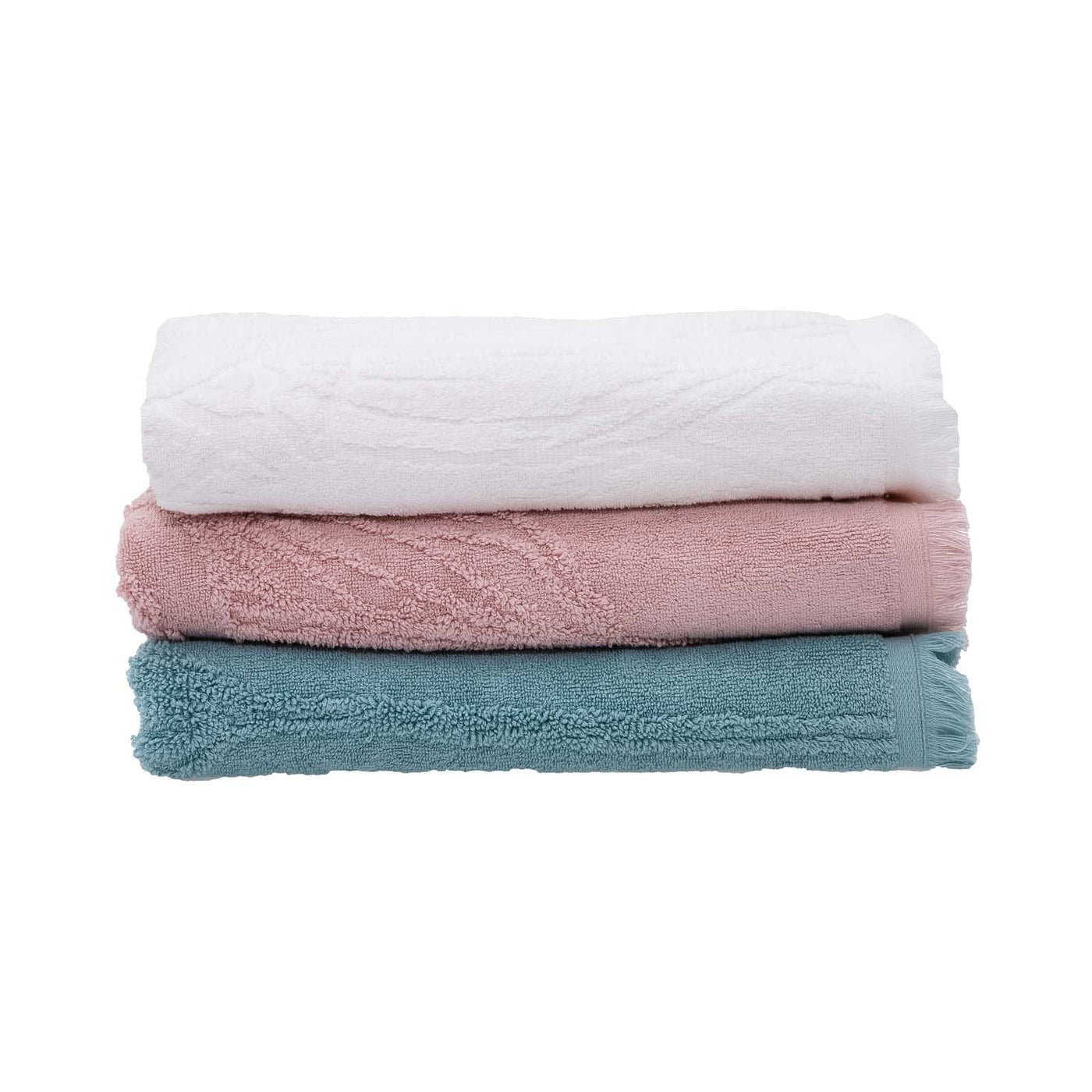 Barbara Jacquard Fringed 100% Turkish Cotton Bath Towel, Pink Bath Towels sazy.com