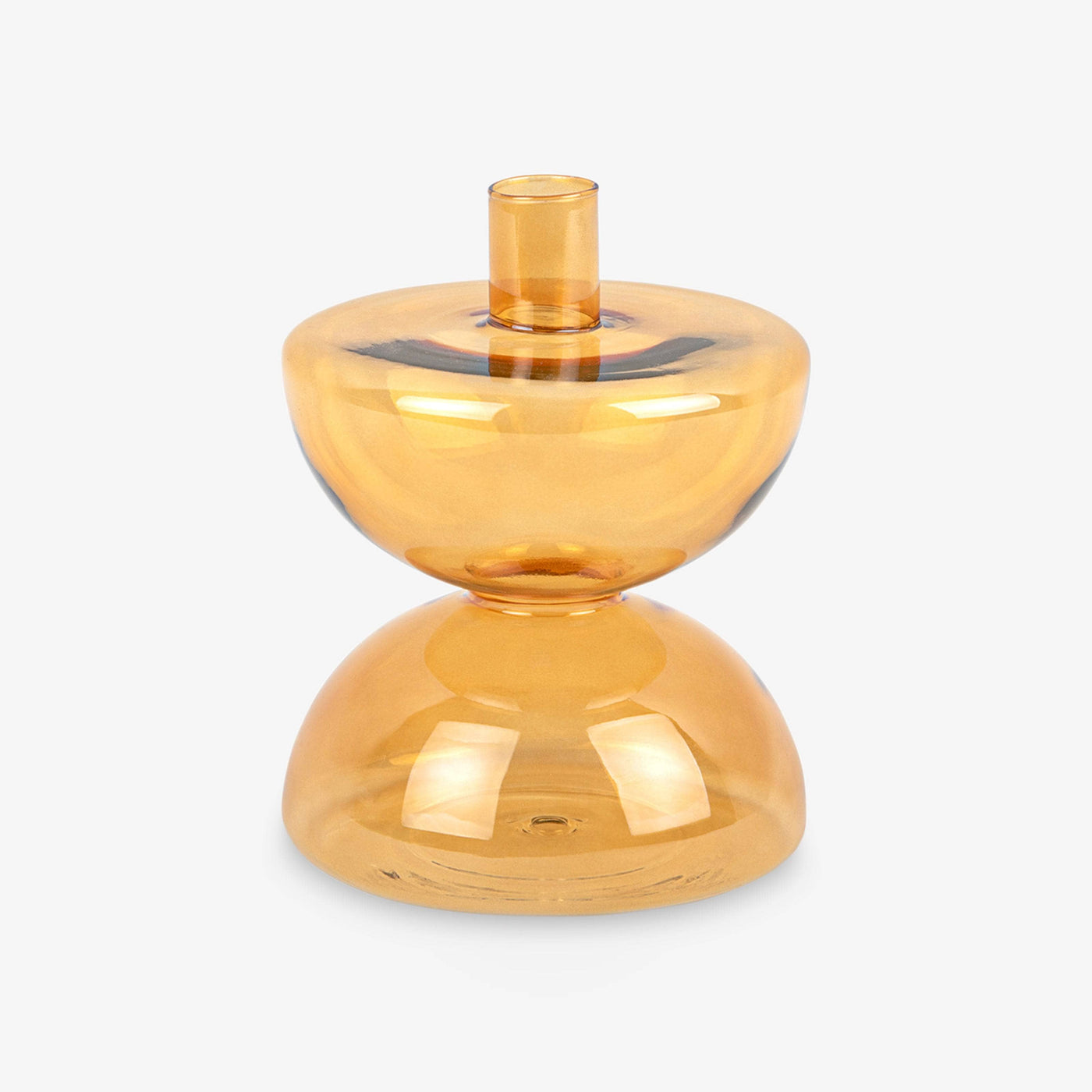 Candle Holder Diabolo Large Glass, Ochre Yellow 3