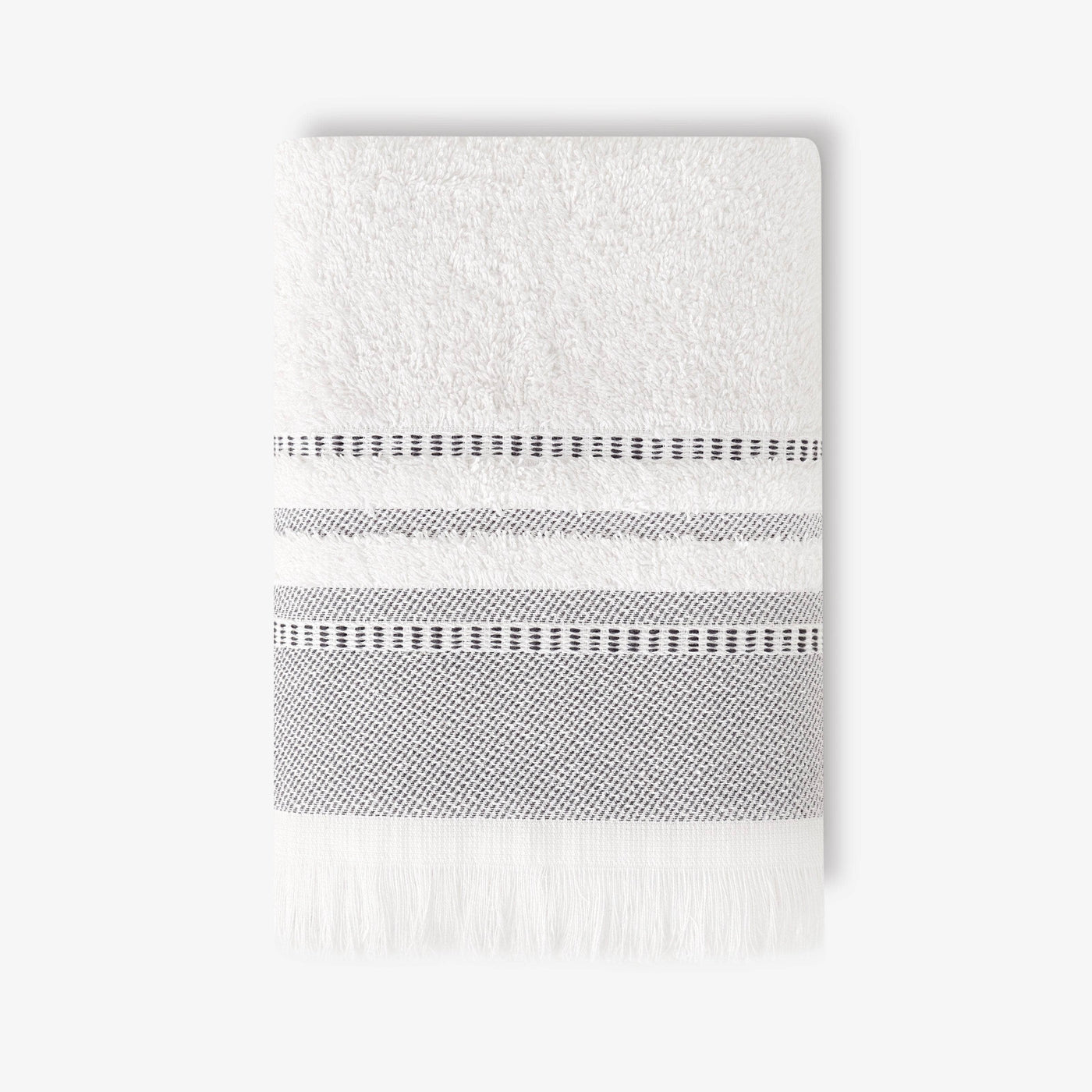Betty Set of 2 Border Striped 100% Turkish Cotton Hand Towels, Off-White - Anthracite Grey Hand Towels sazy.com