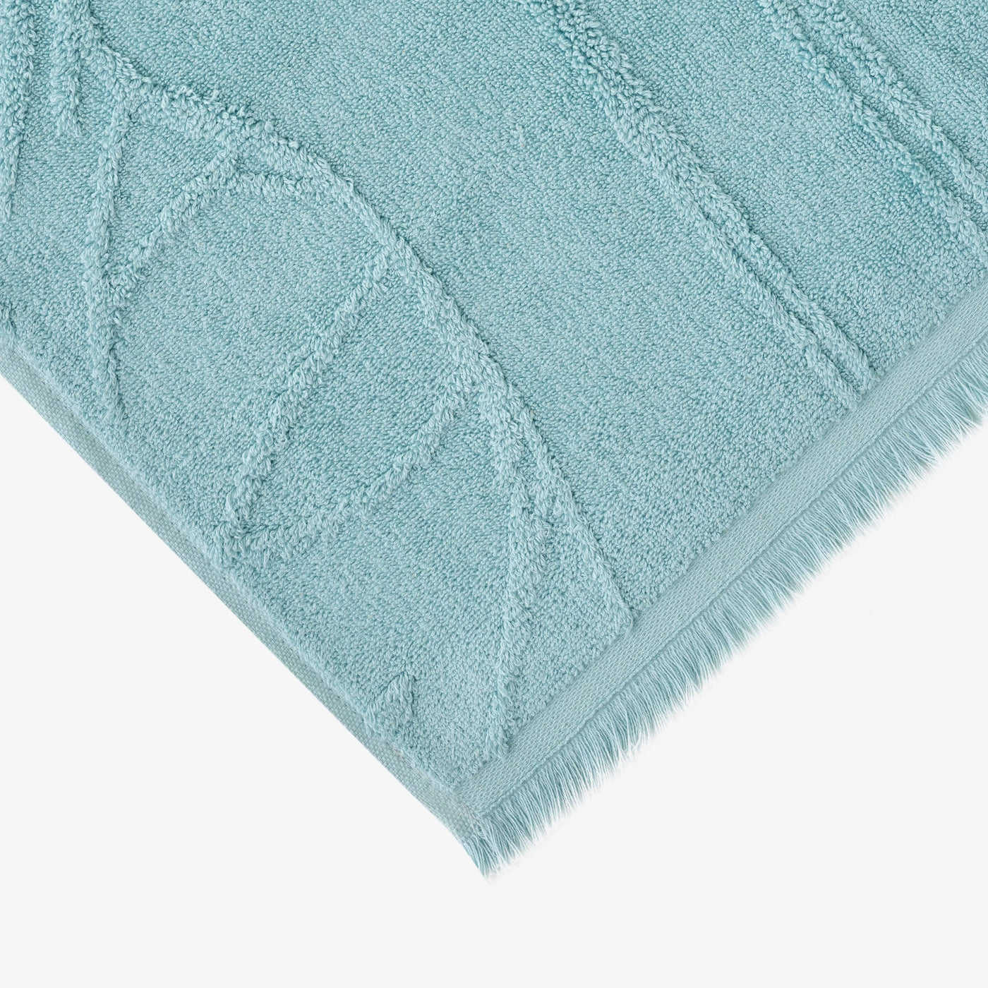 Barbara Set of 2 Jacquard Fringed 100% Turkish Cotton Hand Towels, Light Green Hand Towels sazy.com