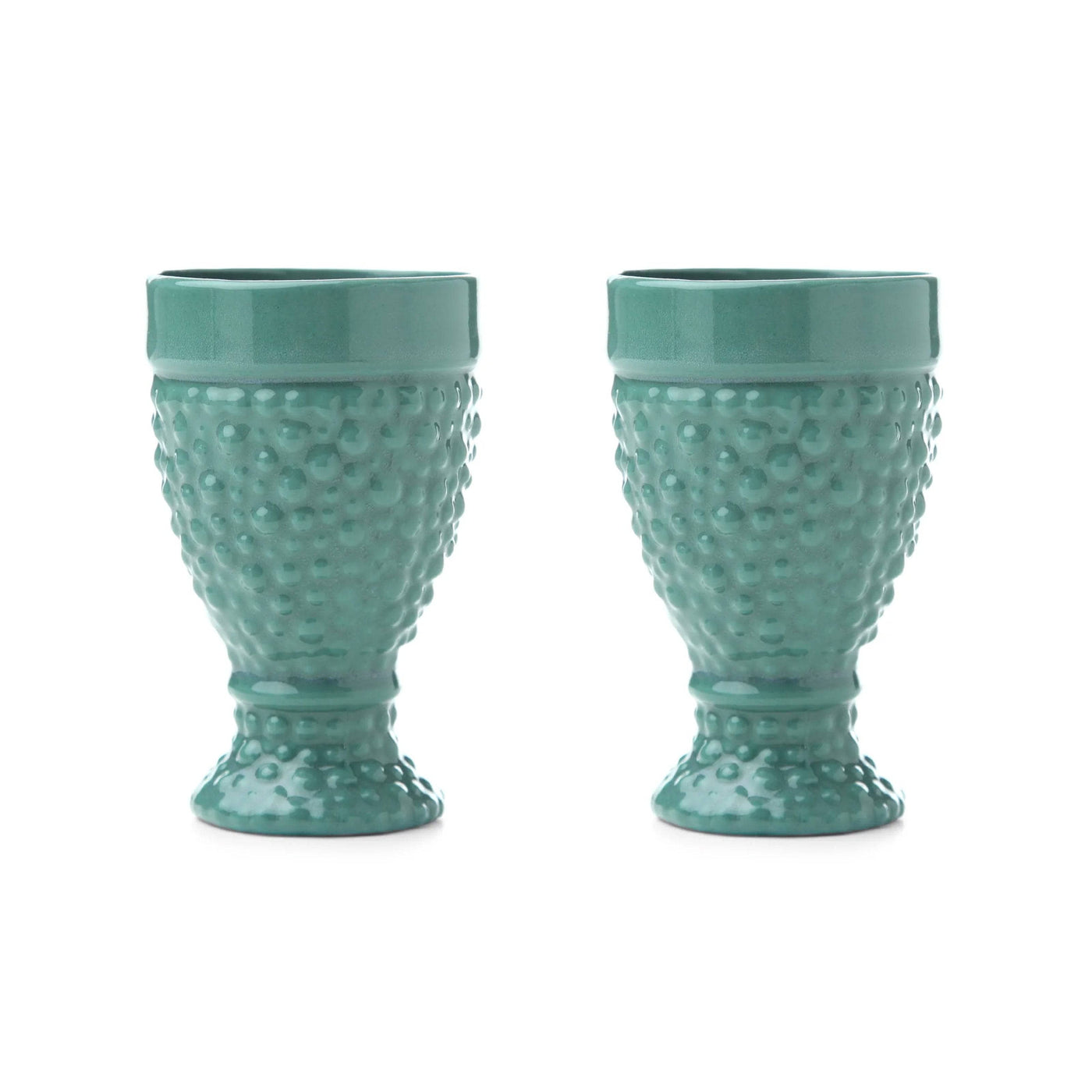 Urchin Set of 2 Handmade Mugs, Green 1