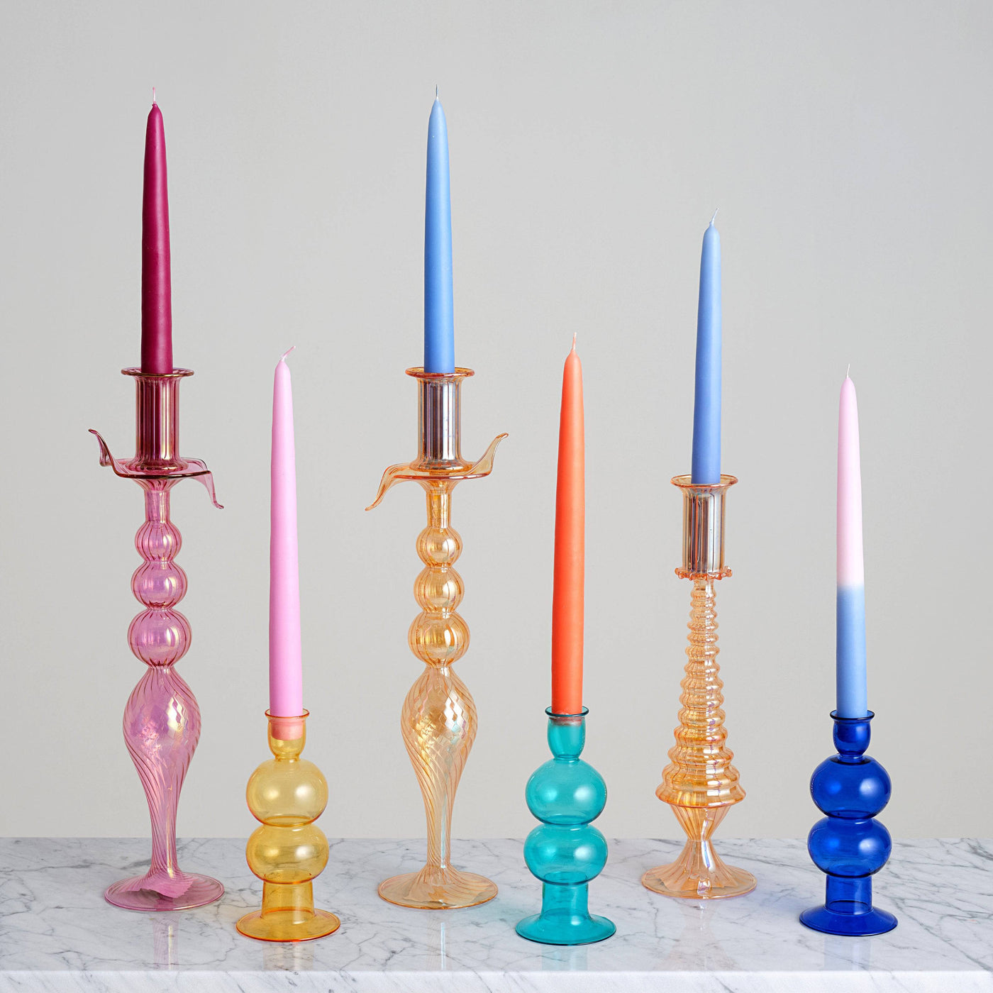 Emilia Handblown Bubble Candleholder, Orange, S Candle Holders sazy.com