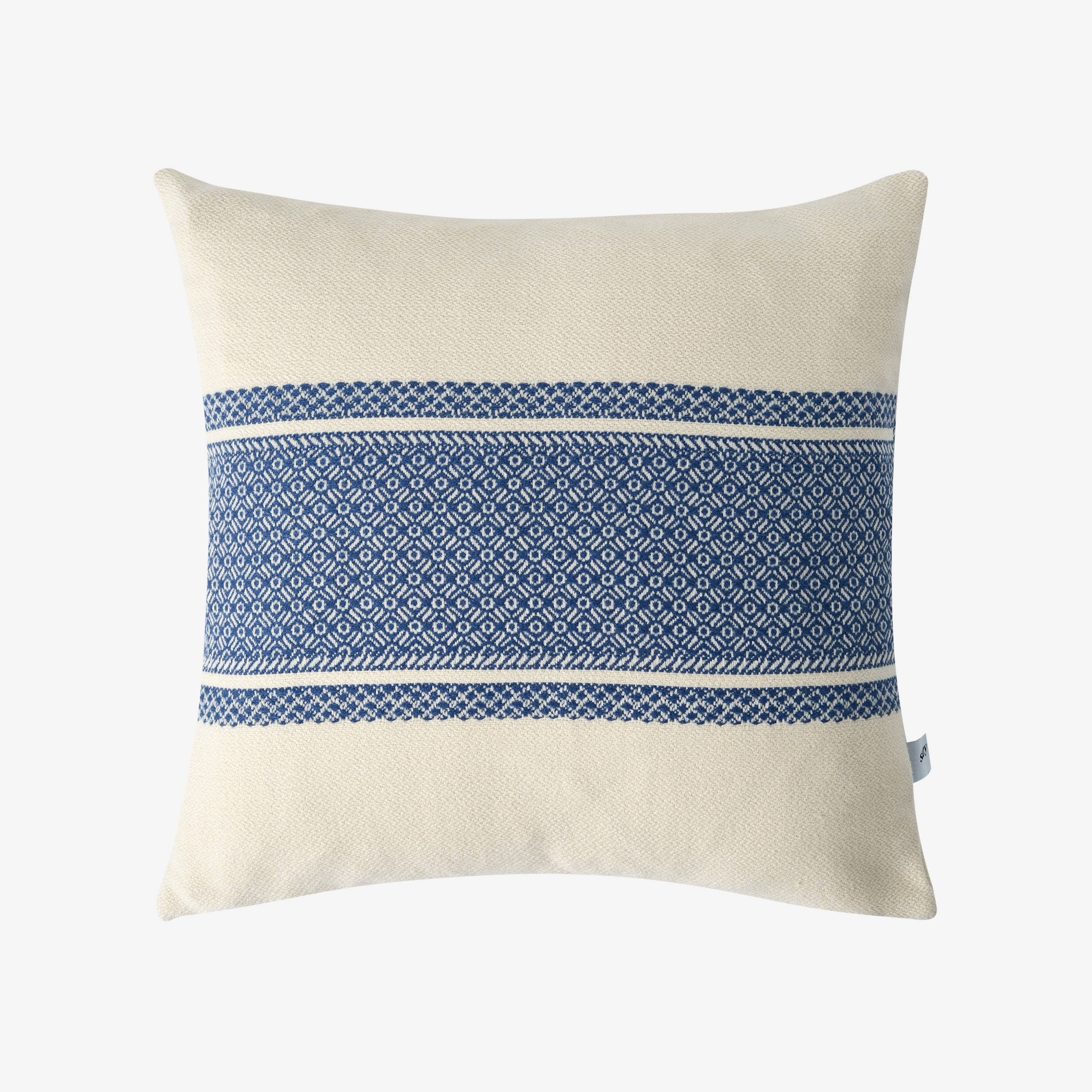 Mediterranean Border Striped Soft Cushion Cover, Blue, 43x43 cm Cushion Covers sazy.com