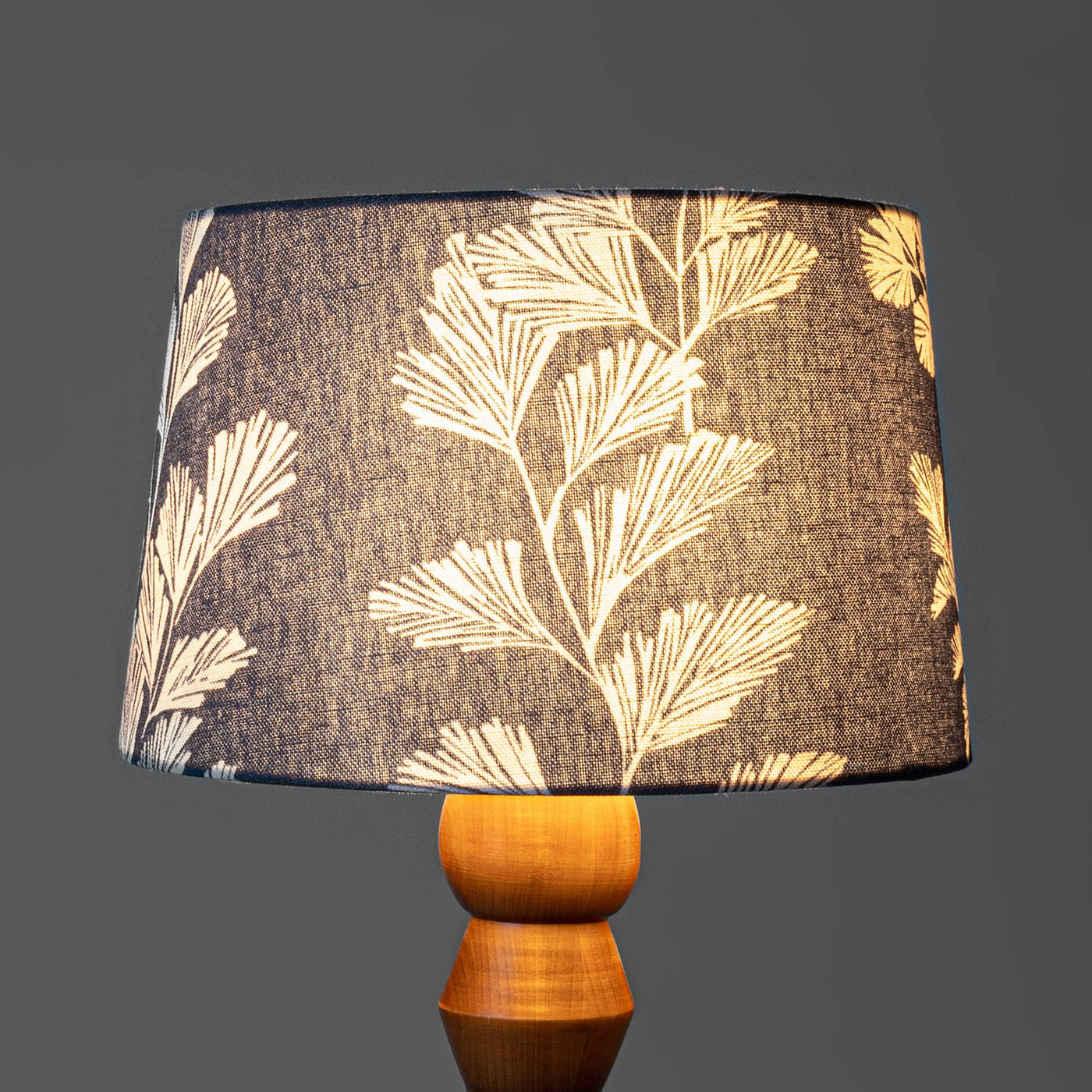 Savannah Leaf Print Linen Lamp Shade, Anthracite Grey Lamp Shades sazy.com