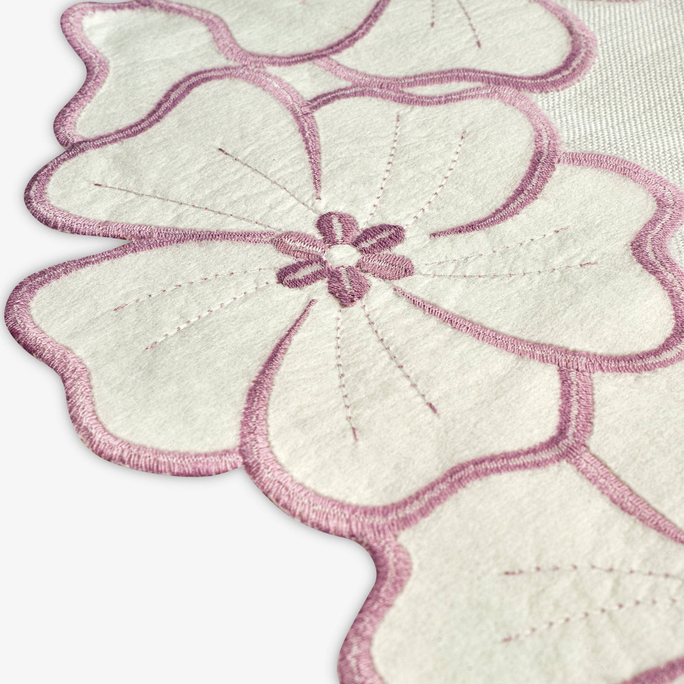 Hannah Embroidered Daisy Placemat and Coaster Set, Lilac Placemats sazy.com