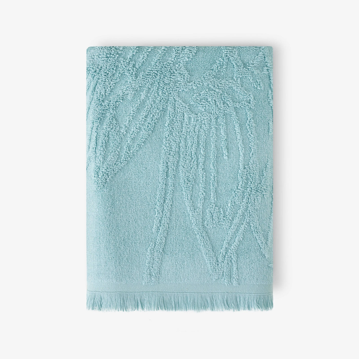 Barbara Jacquard Fringed 100% Turkish Cotton Bath Towel, Light Green 1
