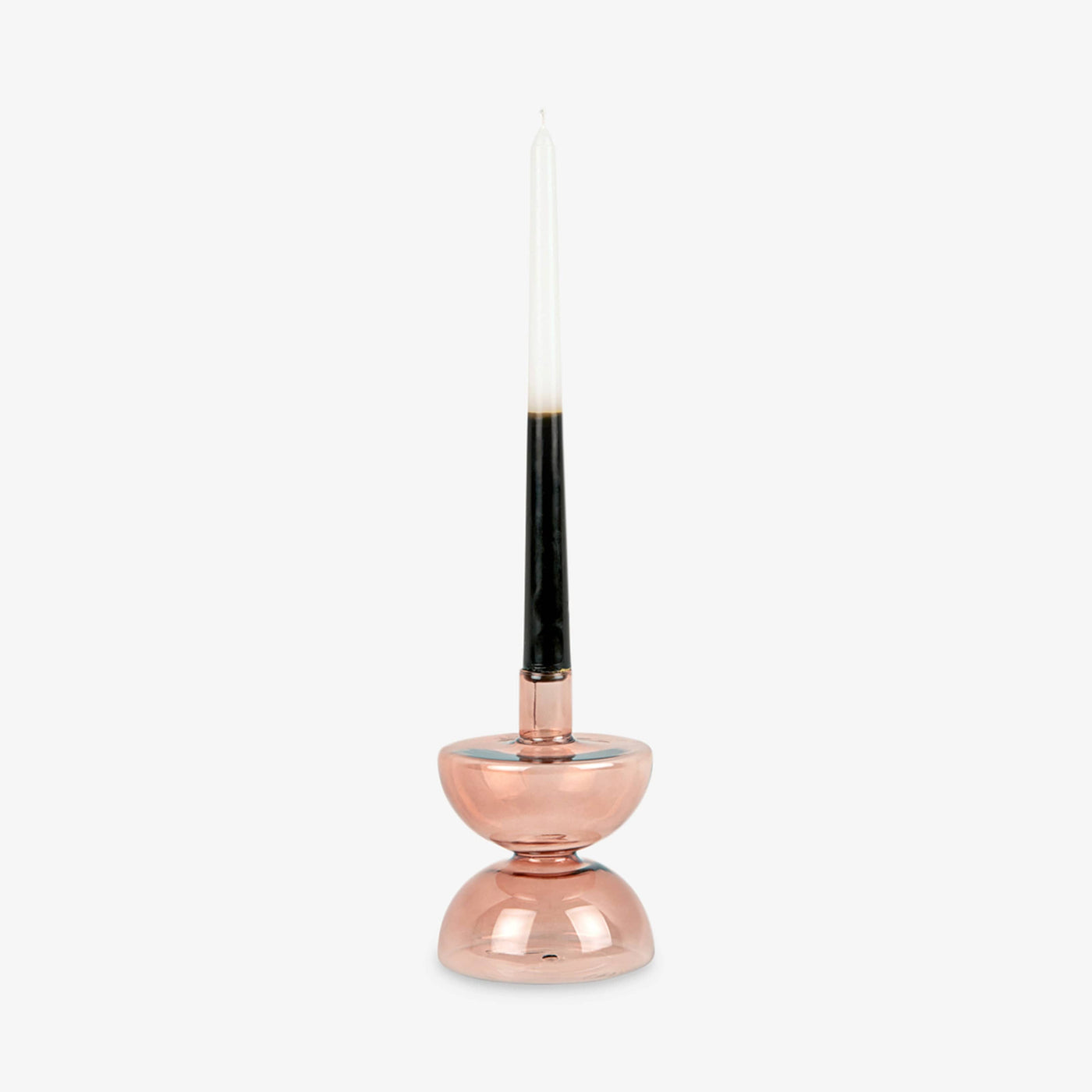 Candle Holder Diabolo Large Glass, Faded Pink 1