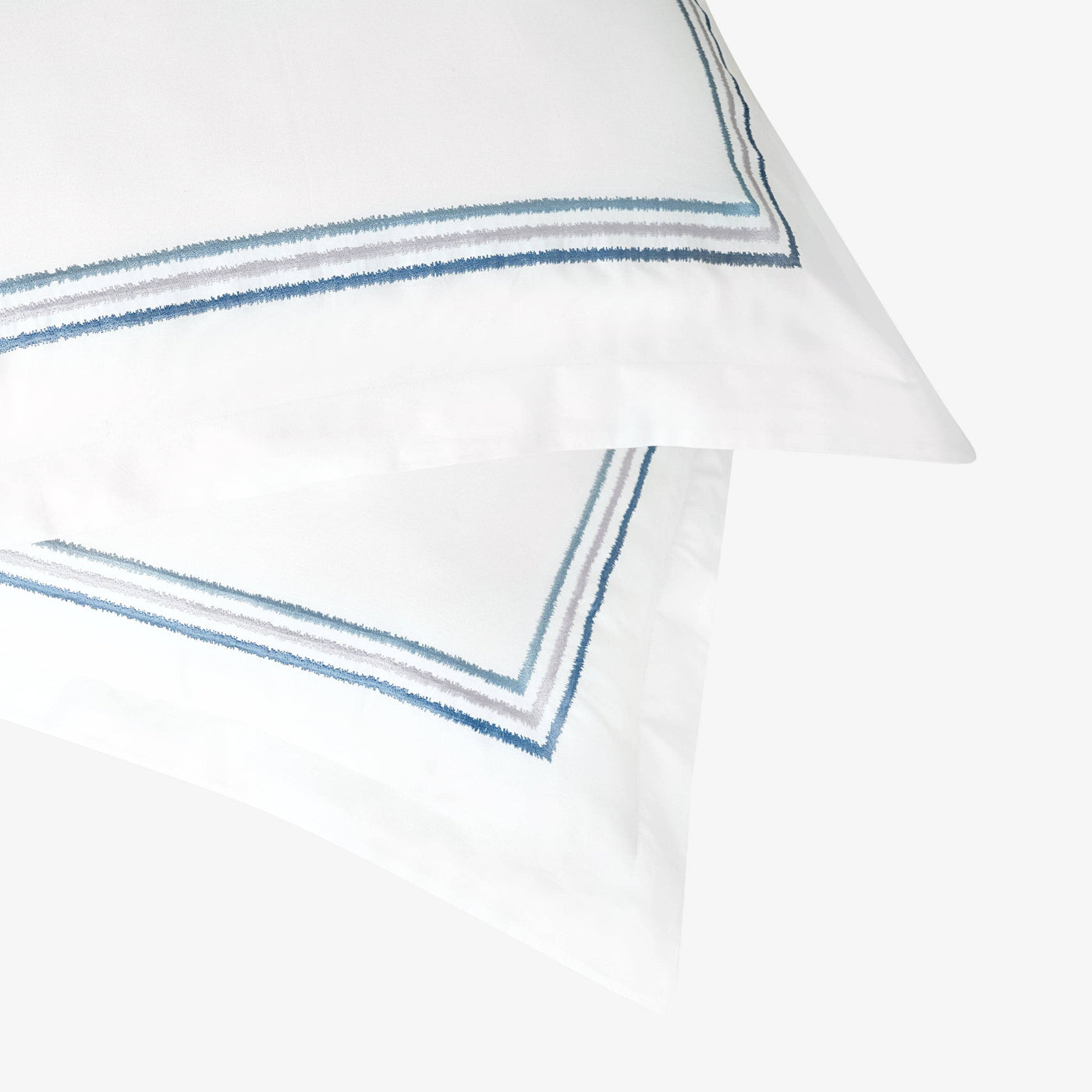 Darcy Embroidered 100% Turkish Cotton 210 TC Duvet Cover + Fitted Sheet + 4 Pillowcases, White - Blue, King Size 4