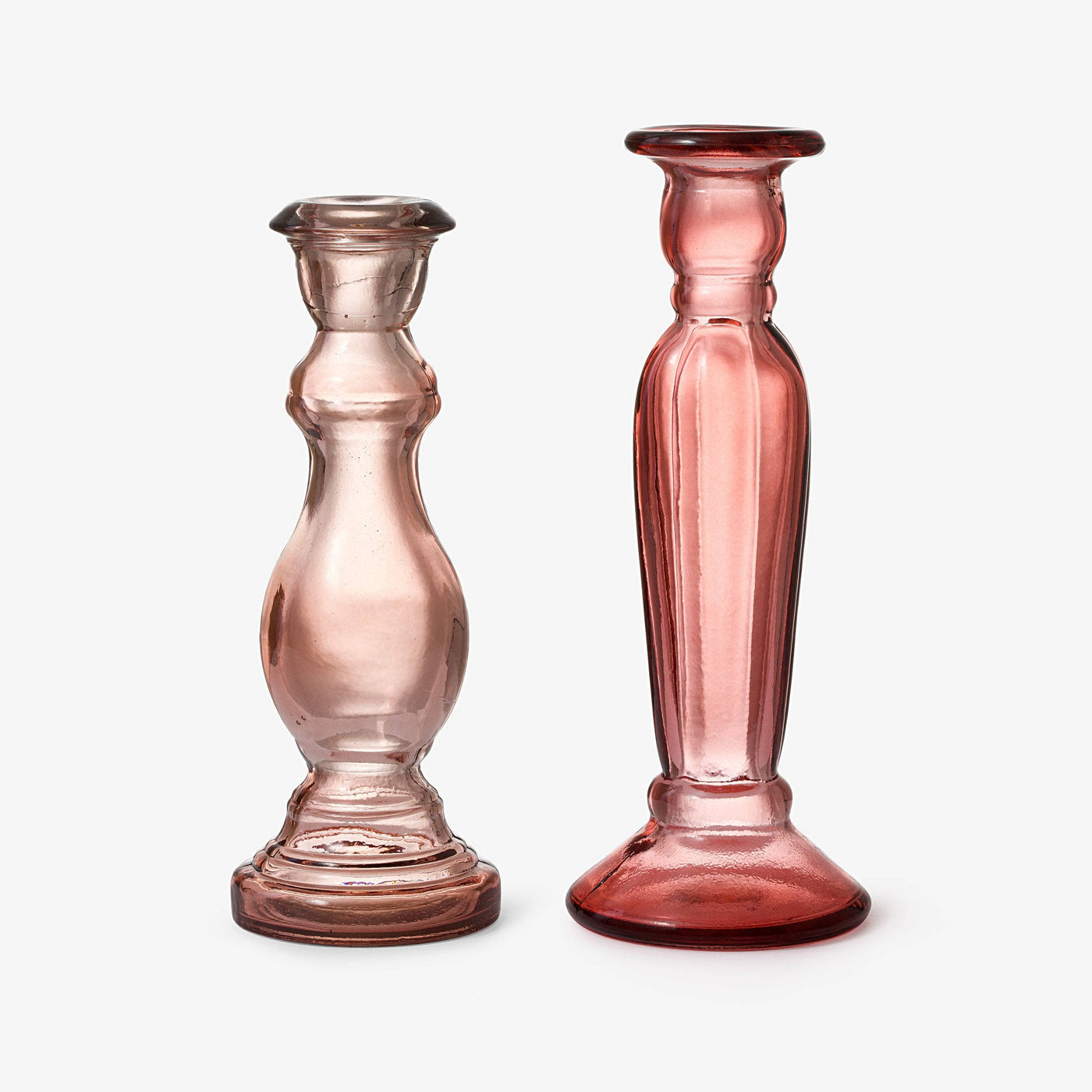 Lumie Glass Candlestick, Pink, 20 cm Candle Holders sazy.com