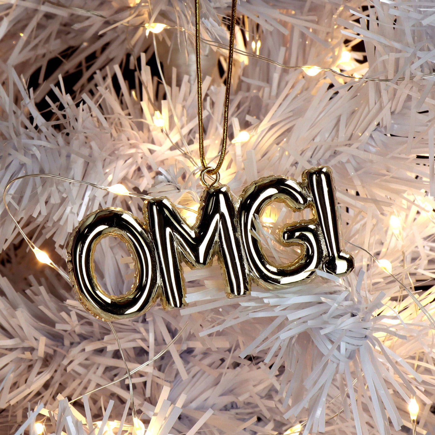 OMG! Set of 2 Ornaments, Gold Christmas sazy.com
