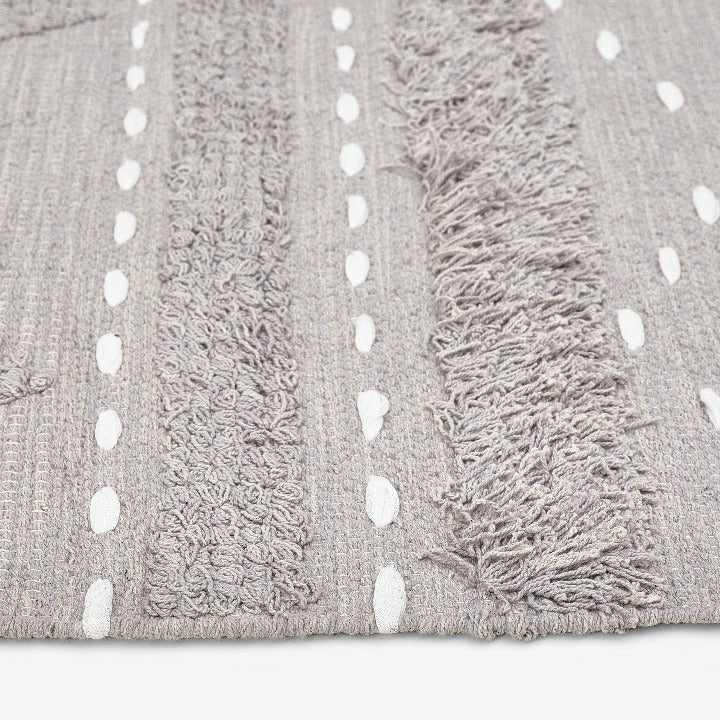 Tobias Handwoven Geometric Striped Tufted Rug, Grey, 160x230 cm Modern Rugs sazy.com