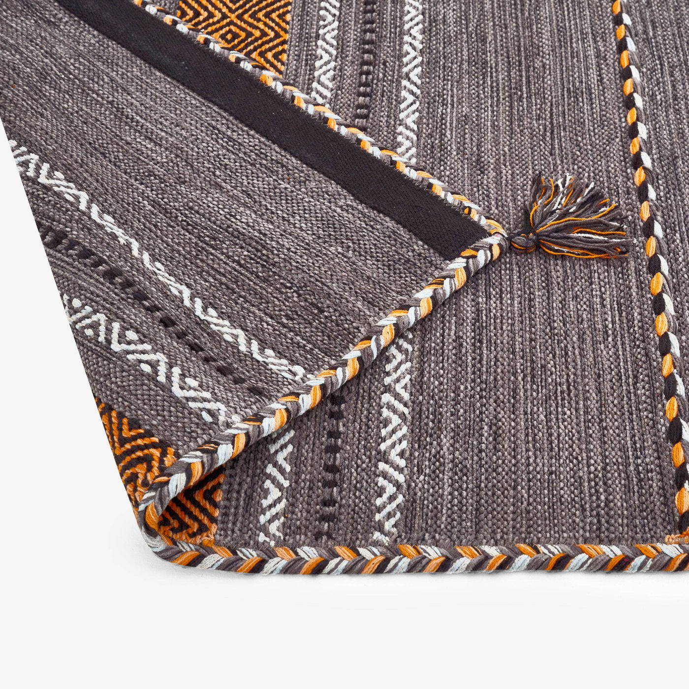 Osvaldo Handwoven Striped Runner, Anthracite Grey, 80x300 cm Runner Rugs sazy.com