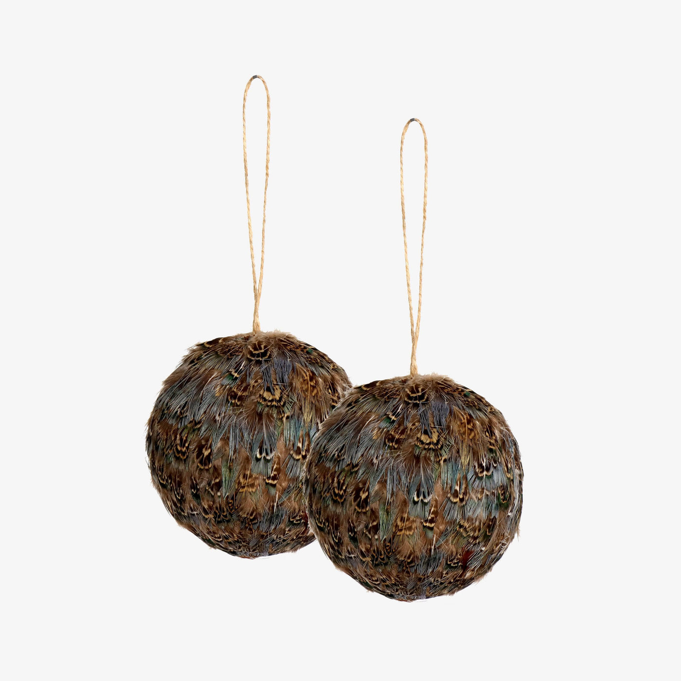 Feather Ornament Ball, Set of 2, Grey 1