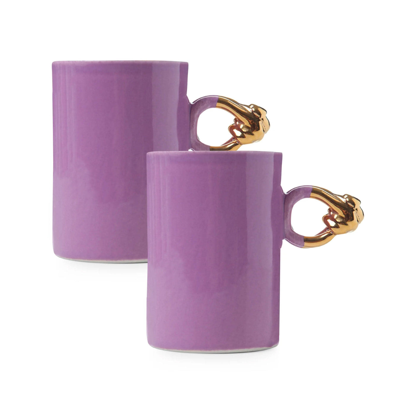 Knotted Set of 2 Handmade Mugs, Purple 1
