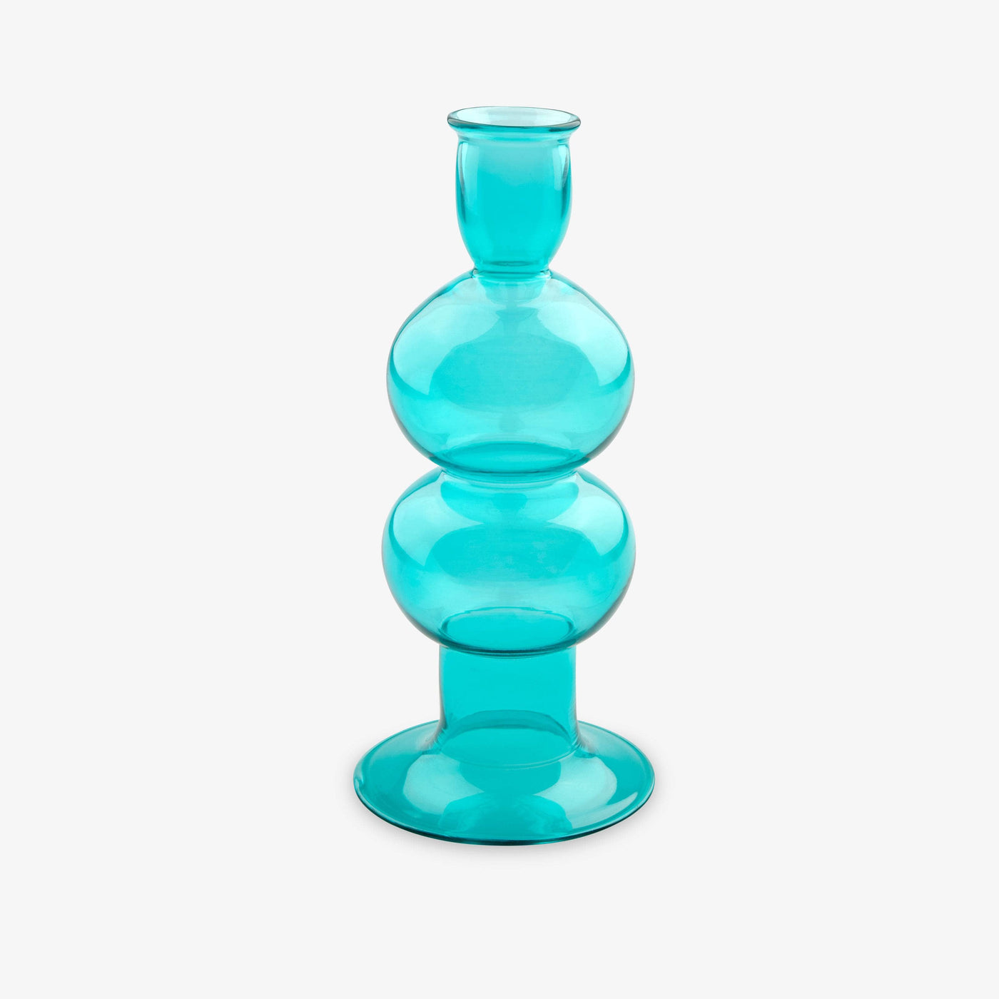 Emilia Hand-blown Bubble Candle-holder, Turquoise, S 1