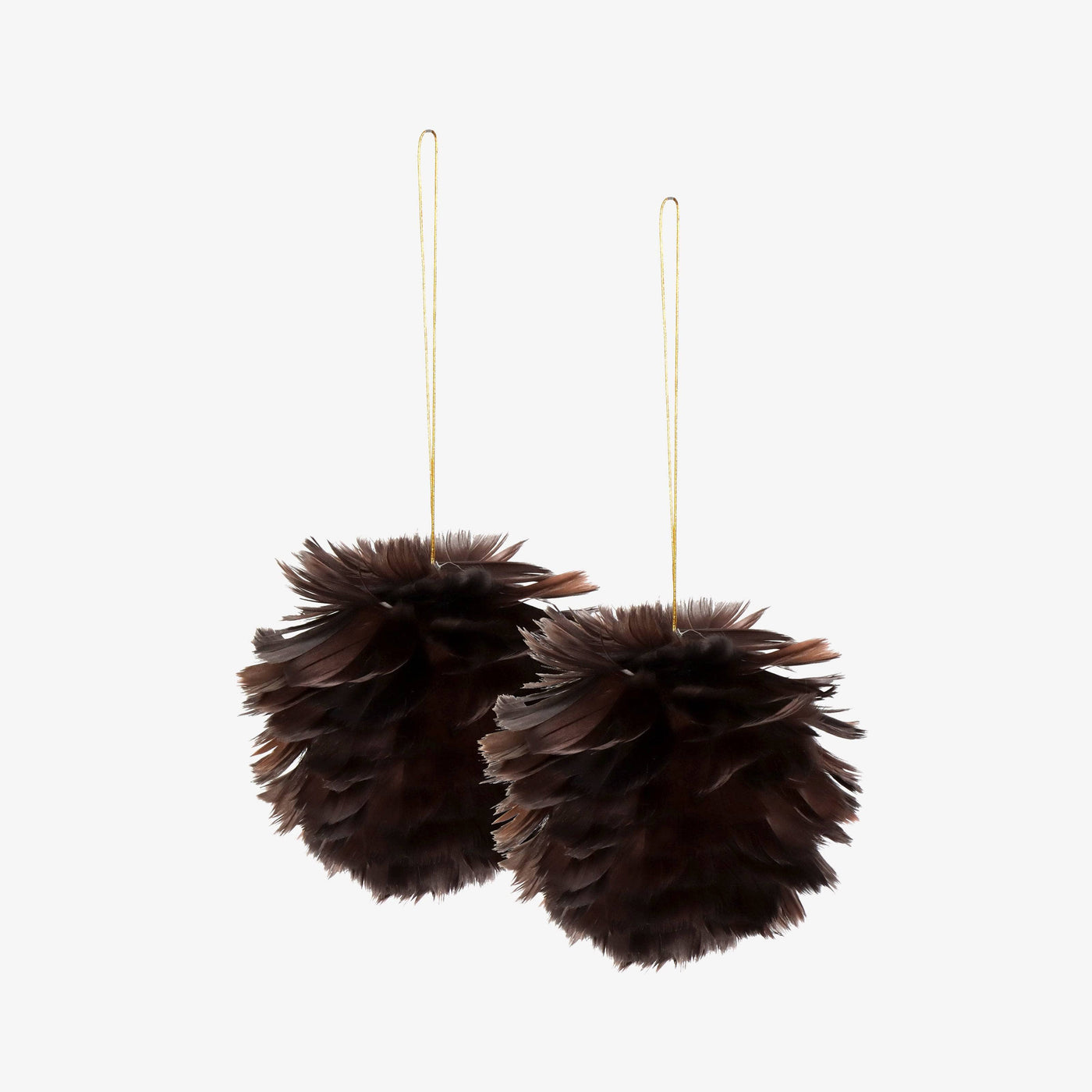 Feather Ornament Ball, Set of 2, Brown 1