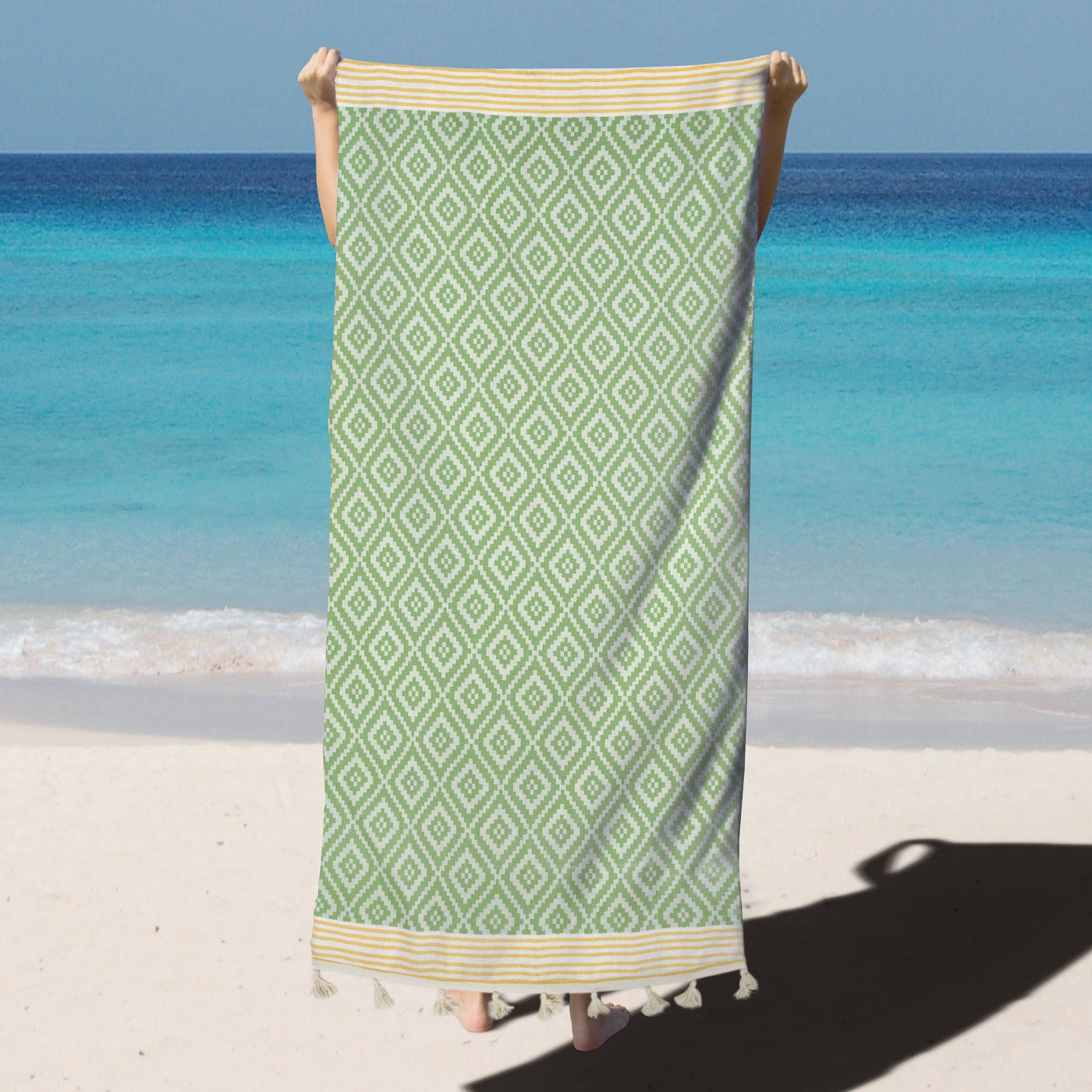 Sandy Beach Towel, Green - Orange, 100x160 cm 3