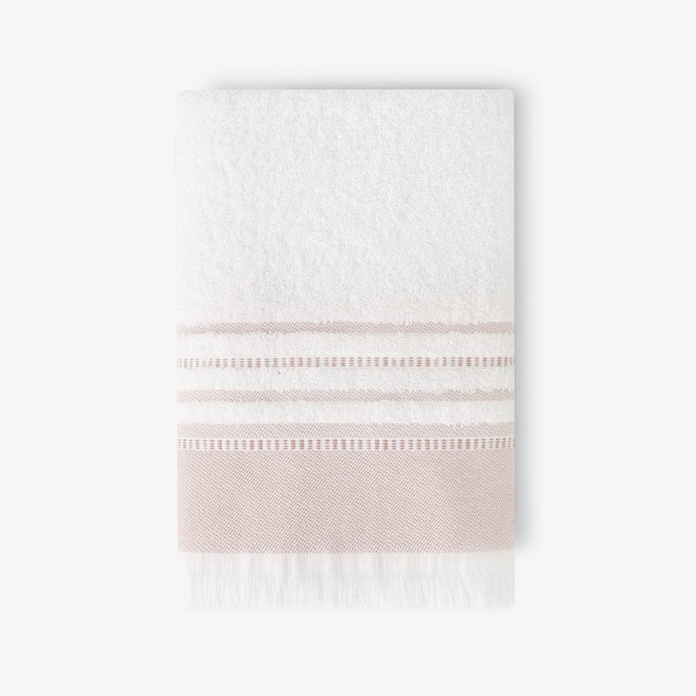 Betty Border Striped 100% Turkish Cotton Bath Towel, Off-White - Cinnamon Bath Towels sazy.com