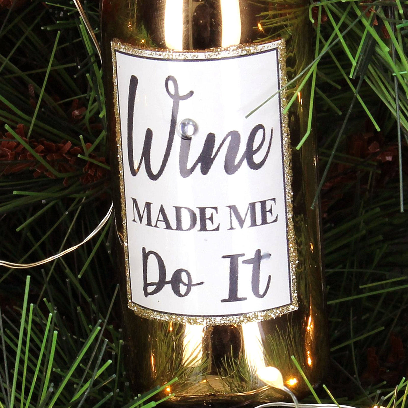 Wine Bottle Ornament, Set of 2, Gold 3