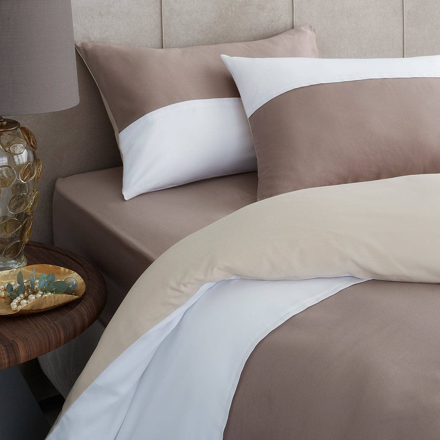 Charles 100% Turkish Cotton Sateen 210 TC Fitted Sheet, Brown, Double Size Bed Sheets sazy.com