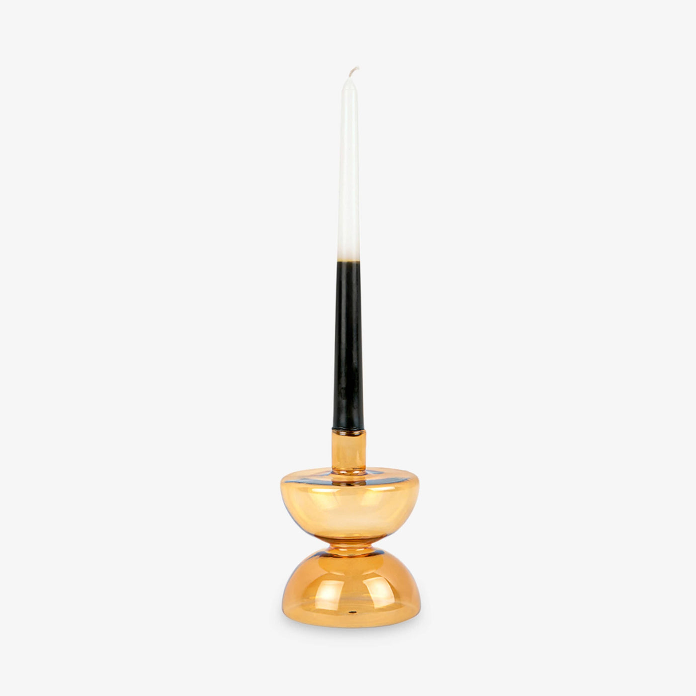 Candle Holder Diabolo Large Glass, Ochre Yellow 1