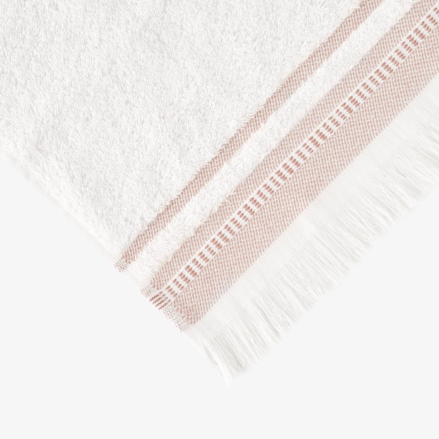 Betty Border Striped 100% Turkish Cotton Face Cloth, Off-White - Cinnamon 2