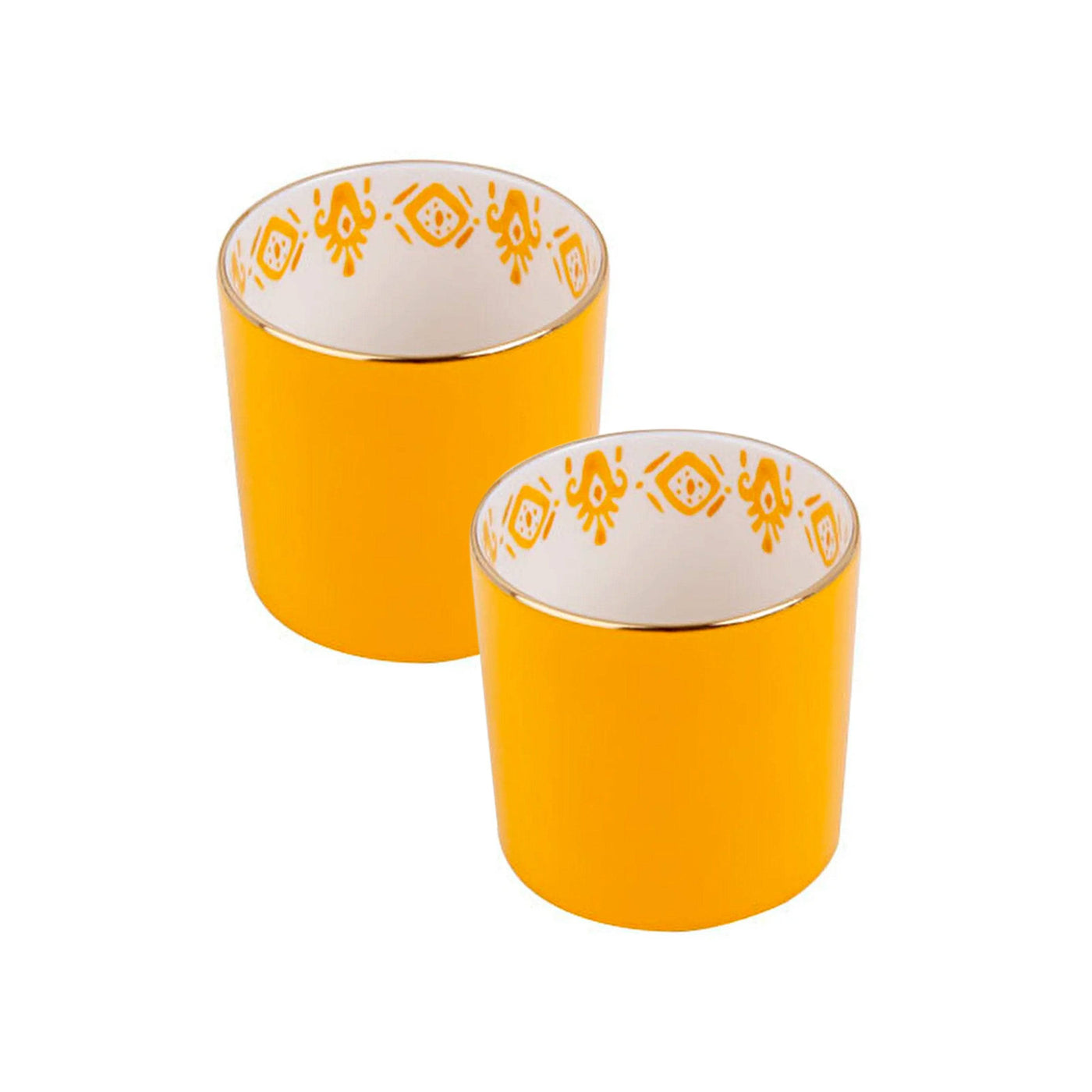 Ikat Set of 2 Cups, Yellow 1