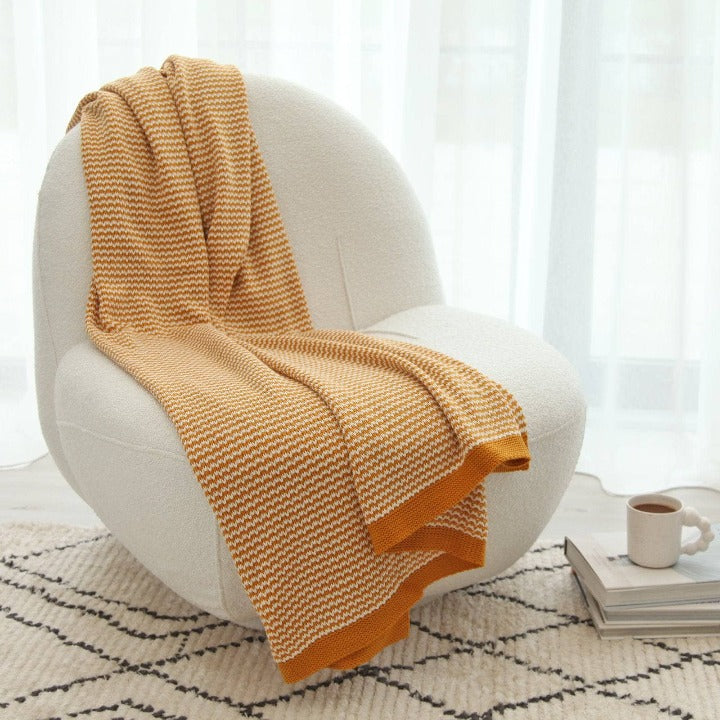 Nautical Knitted Soft Throw, Mustard, 125x160 cm Throws sazy.com