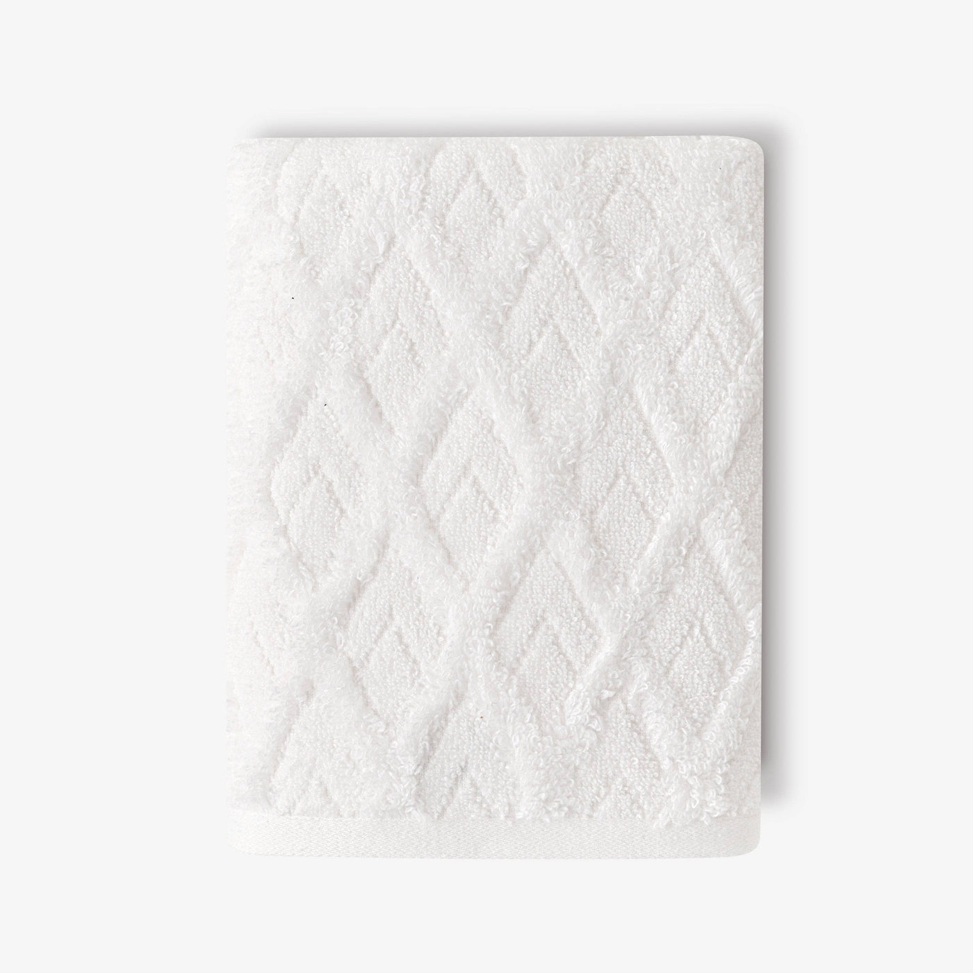 Judith Diamond Set of 2 Textured 100% Turkish Cotton Hand Towels, Off-White Hand Towels sazy.com