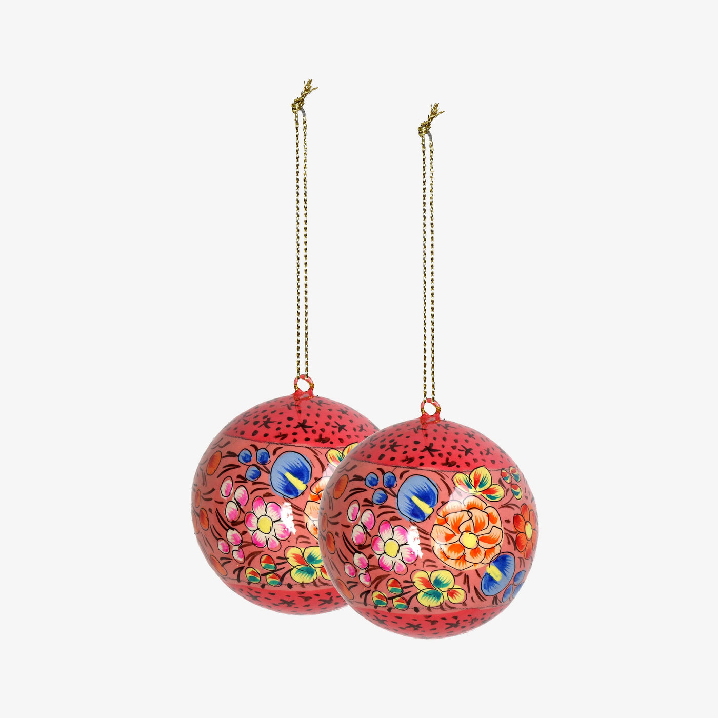 Paper Mache Ornament Ball, Set of 2, Multicoloured 1